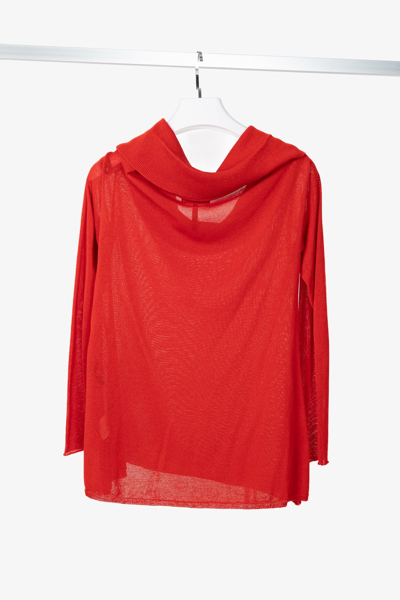 Sarah Pacini Sarah Pacini Red Linen-Blend Knit Cowl Sweater Size ONE SIZE - 2 Thumbnail
