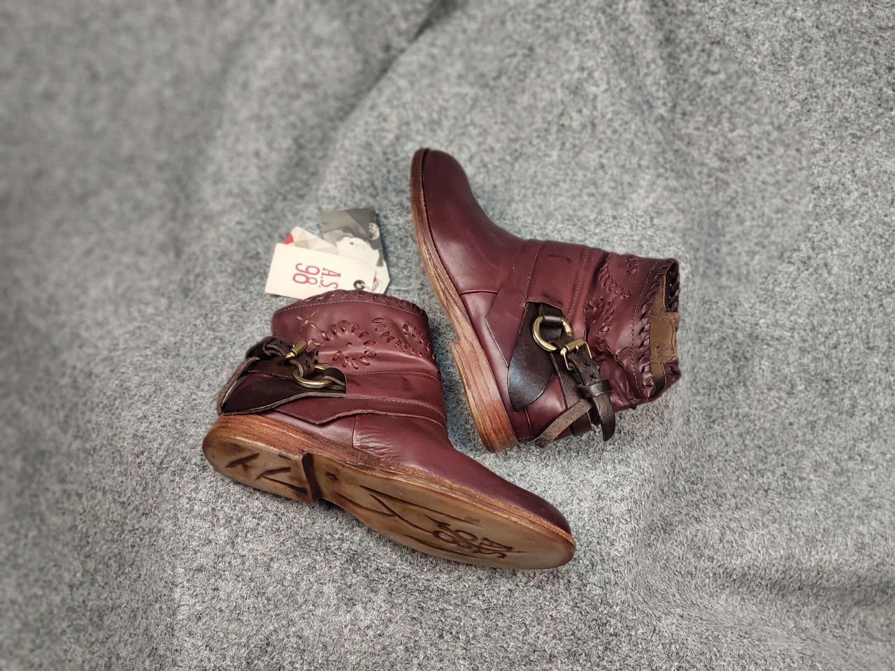 A.S.98 A.S.98 Airstep Design Zip Ankle Boots Shoes Burgundy leather Size US 6 / IT 36 - 2 Thumbnail