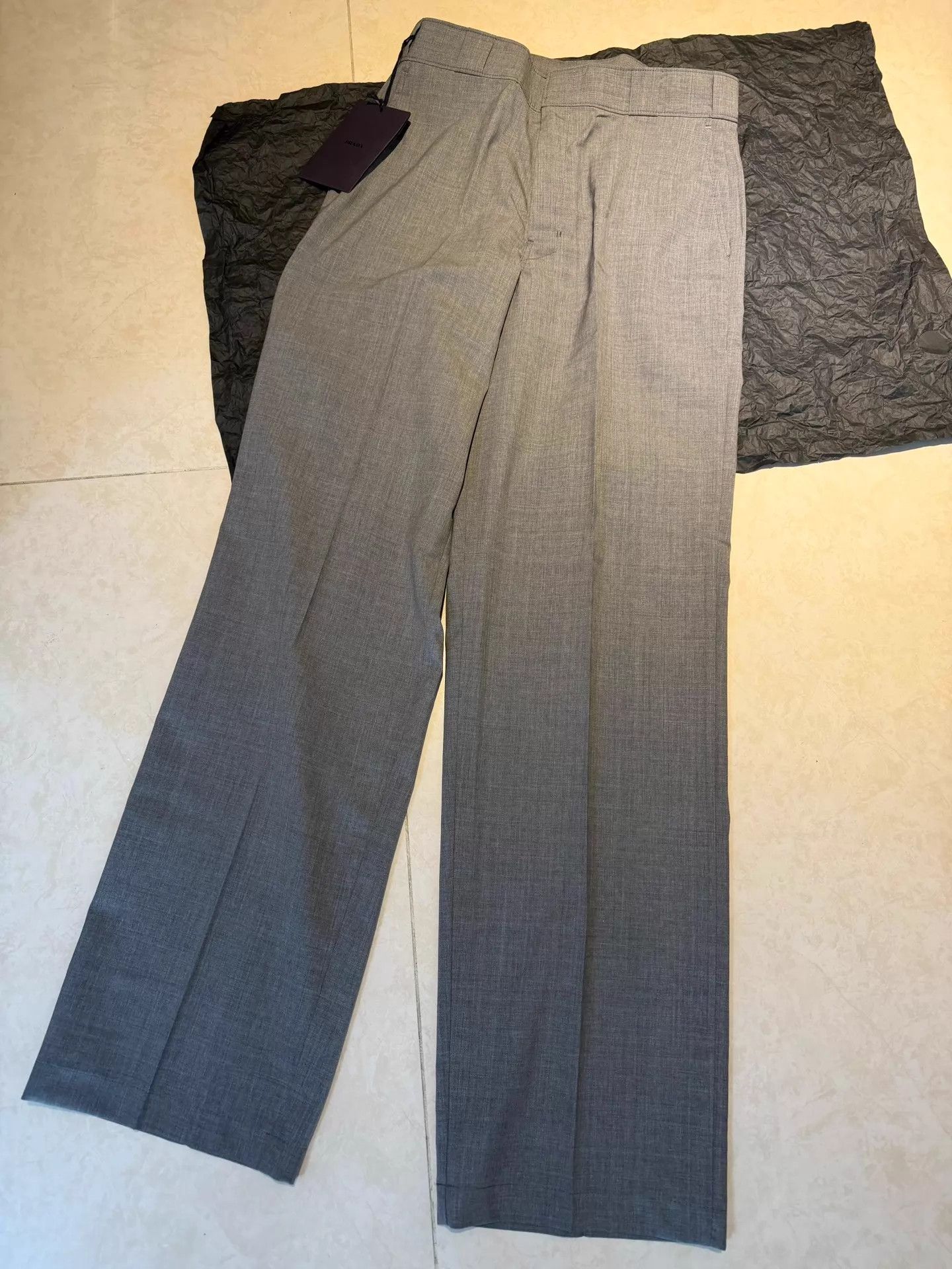 Prada PRADA Light Gray Wide-Leg Trousers Men's Runway Size US 28 / EU 44 - 1 Thumbnail