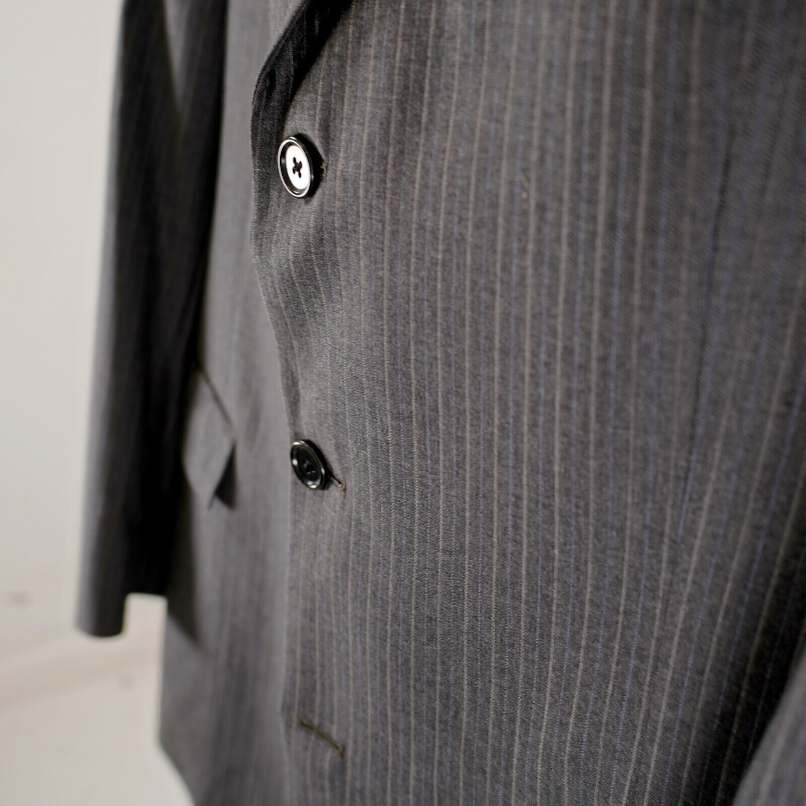 Loro Piana Loro Piana Cremieux Wool Gray Blue Striped 3 Button Suit Jac Size 44L - 4 Thumbnail