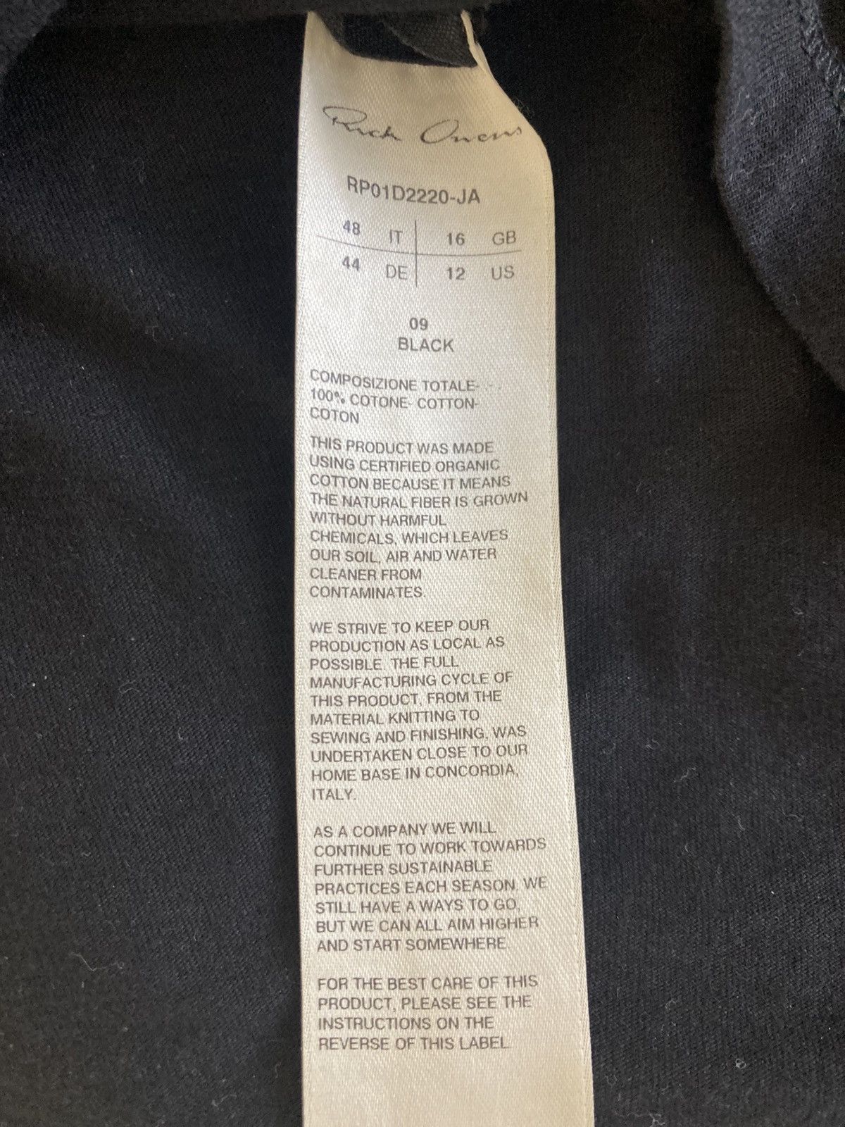 Rick Owens Rick Owens Black Cropped Level Long Sleeve T-Shirt (IT 48) Size XL / US 12-14 / IT 48-50 - 3 Thumbnail