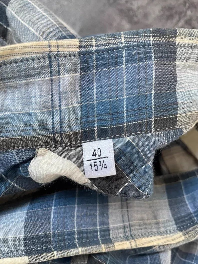 Saint Laurent Paris Saint Laurent Paris Blue and white gold thread plaid shirt Size US XXS / EU 40 - 7 Thumbnail