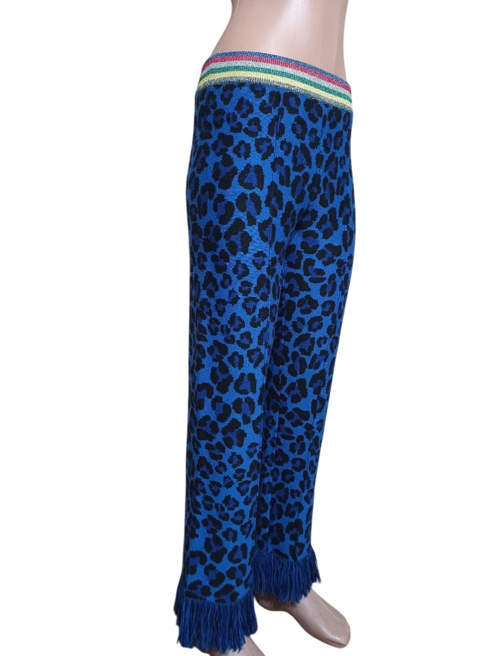 Alanui ALANUI Virgin Wool Blue Leopard Print Pants Sz XS Size 25" / US 0 / IT 36 - 4 Thumbnail