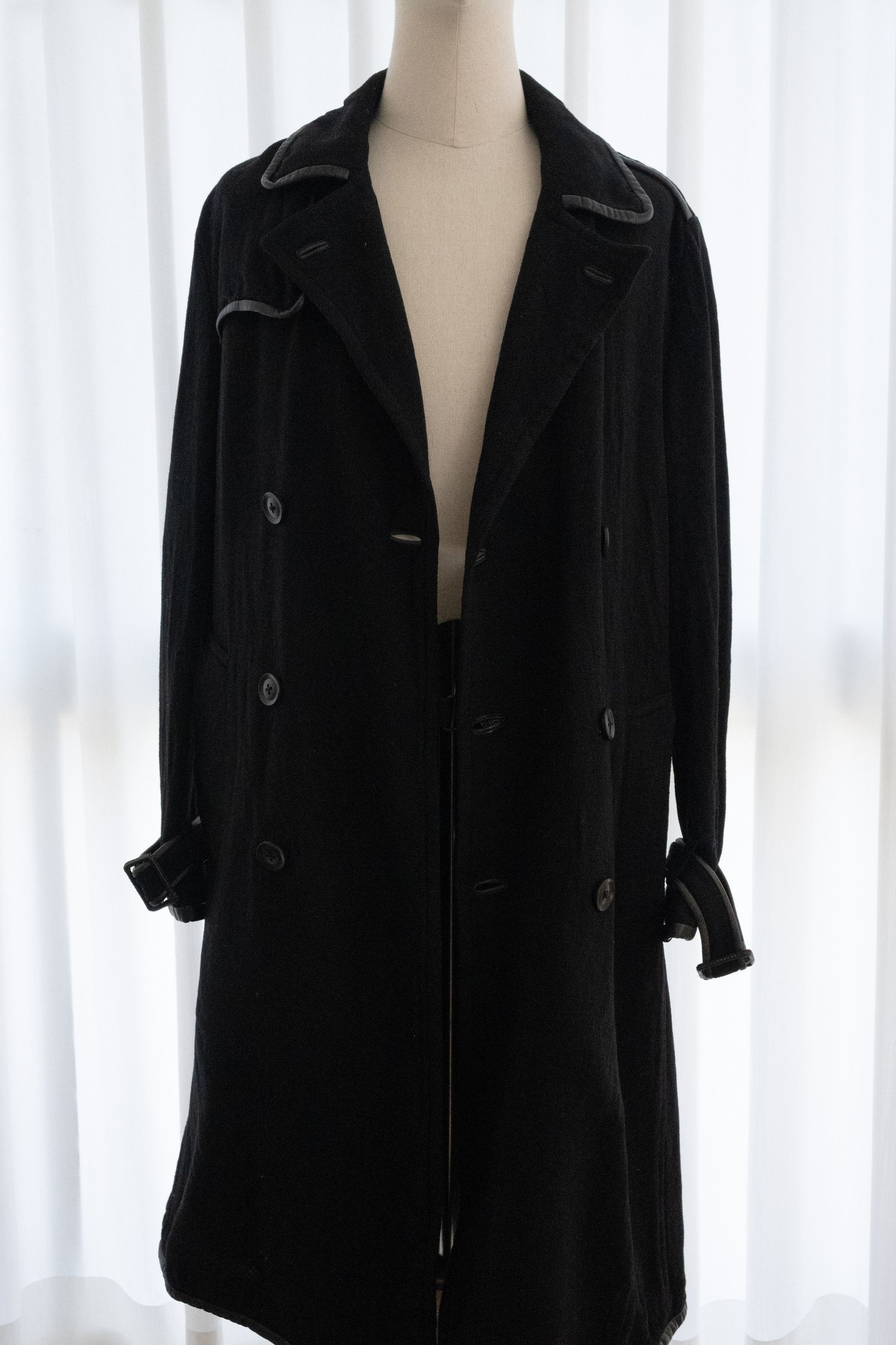 Yohji Yamamoto AW2006 YOHJI YAMAMOTO Y’S WOOL LEATHER TRIM COAT Size US L / EU 52-54 / 3 - 10 Thumbnail