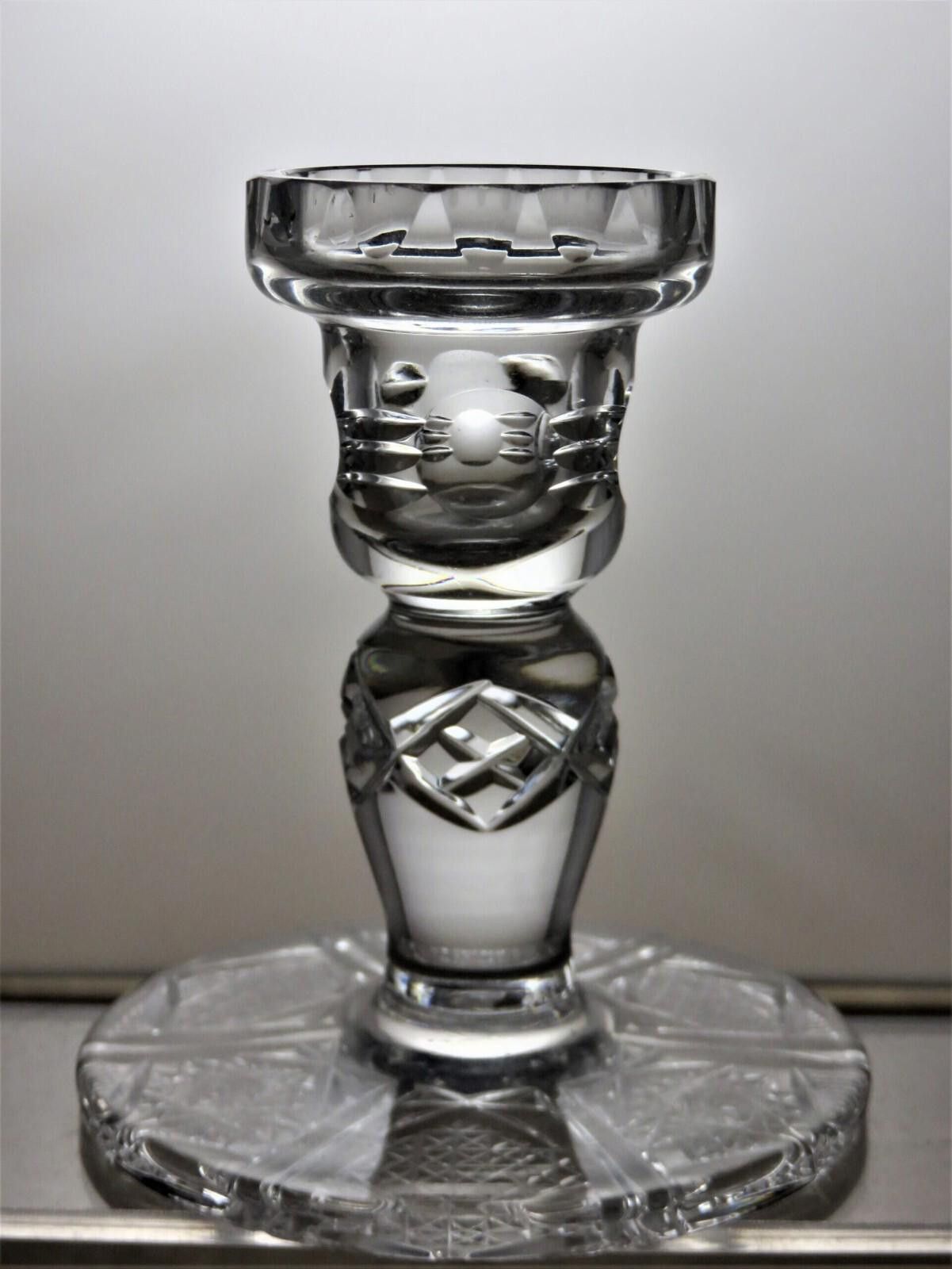 Other Crystal Set Of 2 Hobstar Cut Candle Holders Tealight 4 1/3" Size ONE SIZE - 2 Thumbnail