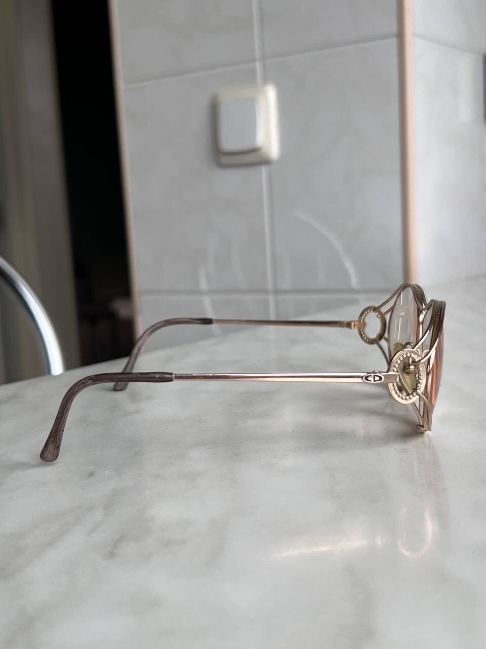 Dior Vintage Christian Dior '80s Eyeglasses Hook Frame Gold Metal Size ONE SIZE - 5 Thumbnail