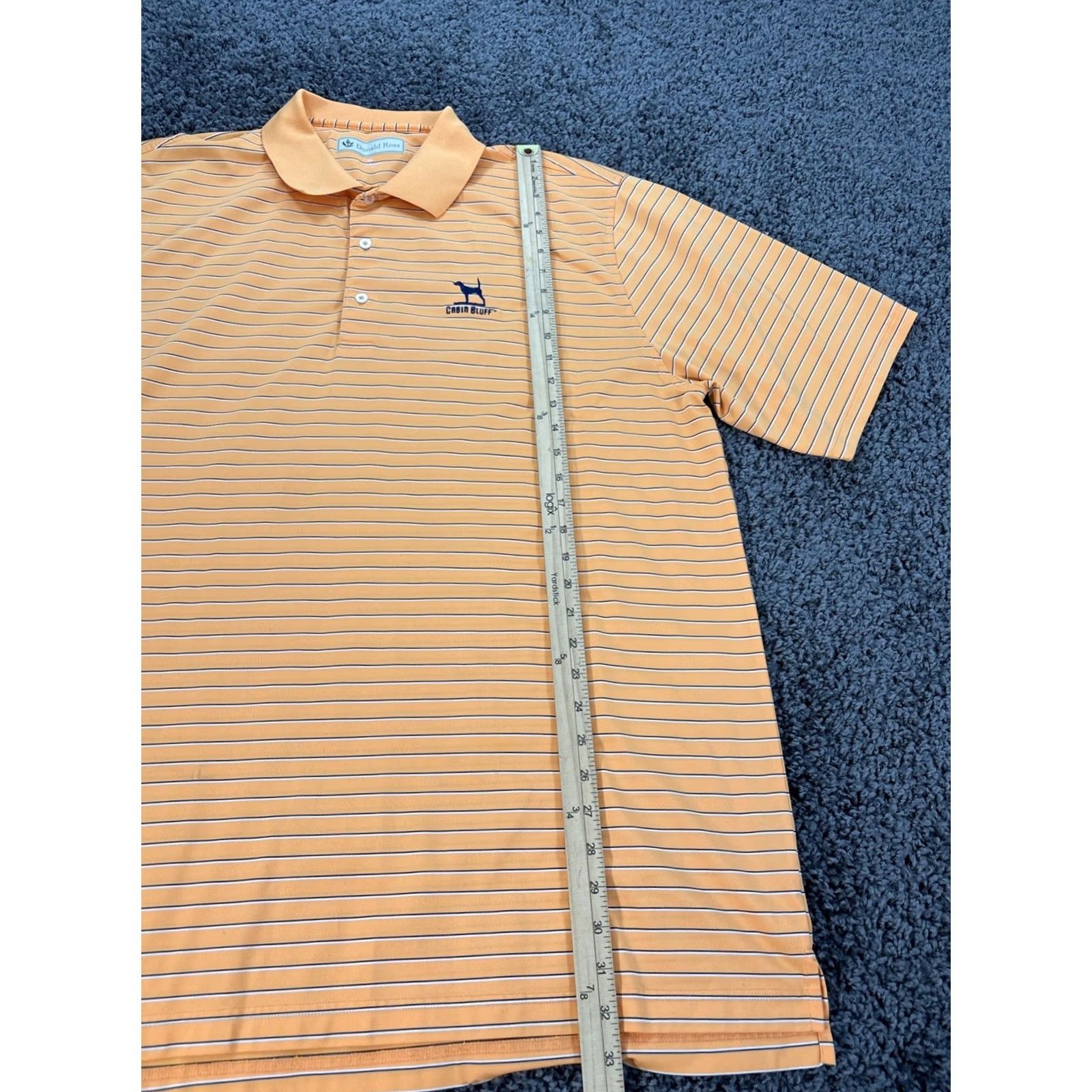 Vintage Donald Ross Polo Shirt Mens 2XL Orange Stripe Golf Cabin Bluff Performance Size US XXL / EU 58 / 5 - 2 Thumbnail