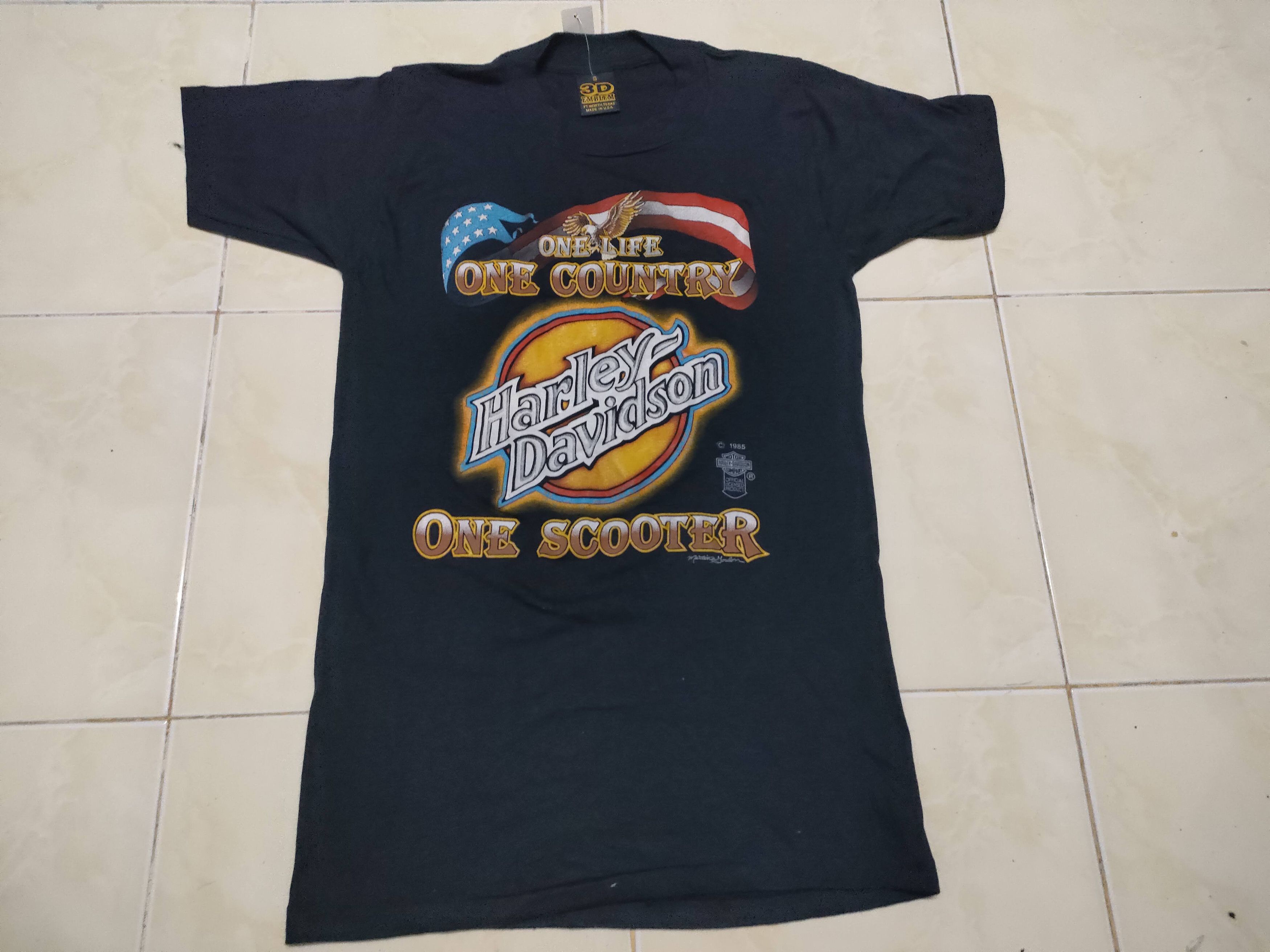 Very Rare Vintage 3D Emblem Harley Davidson Scooter Tee