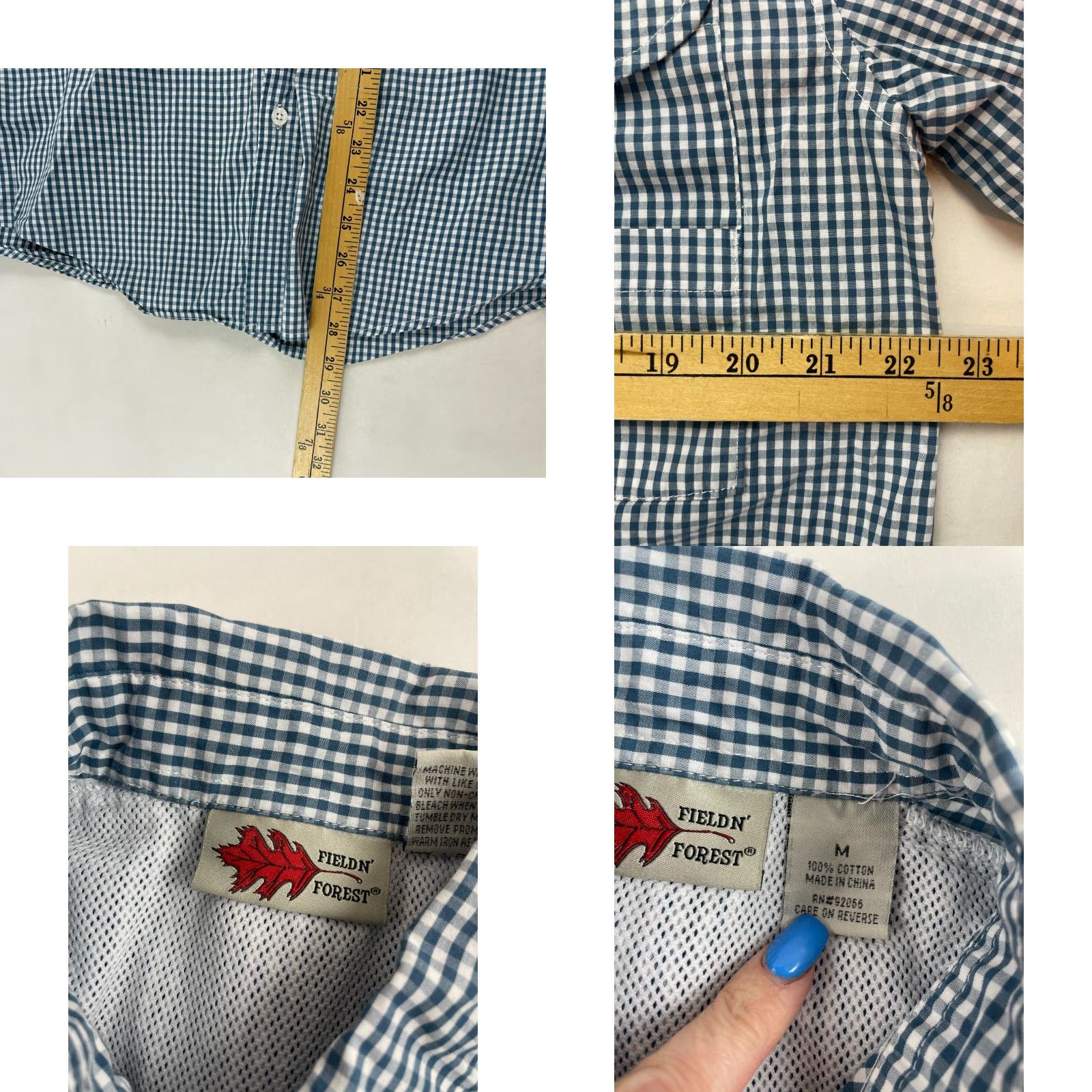 Vintage Field N' Forest Shirt Men M Blue White Check Button-Down Pockets Vented Fishing Button Up Size US M / EU 48-50 / 2 - 8 Thumbnail