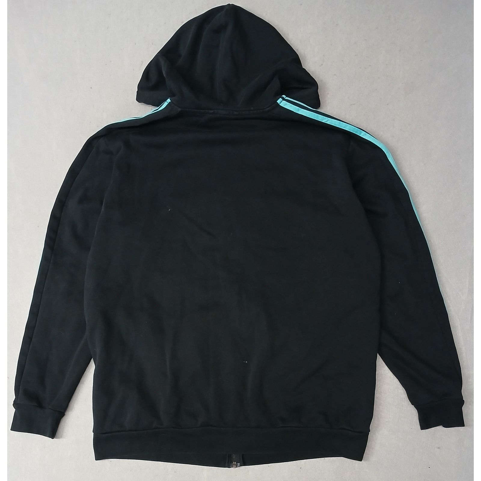 Adidas Adidas (XL) Black Full Zip Teal Striped Hoodie Jacket Size US XL / EU 56 / 4 - 11 Thumbnail