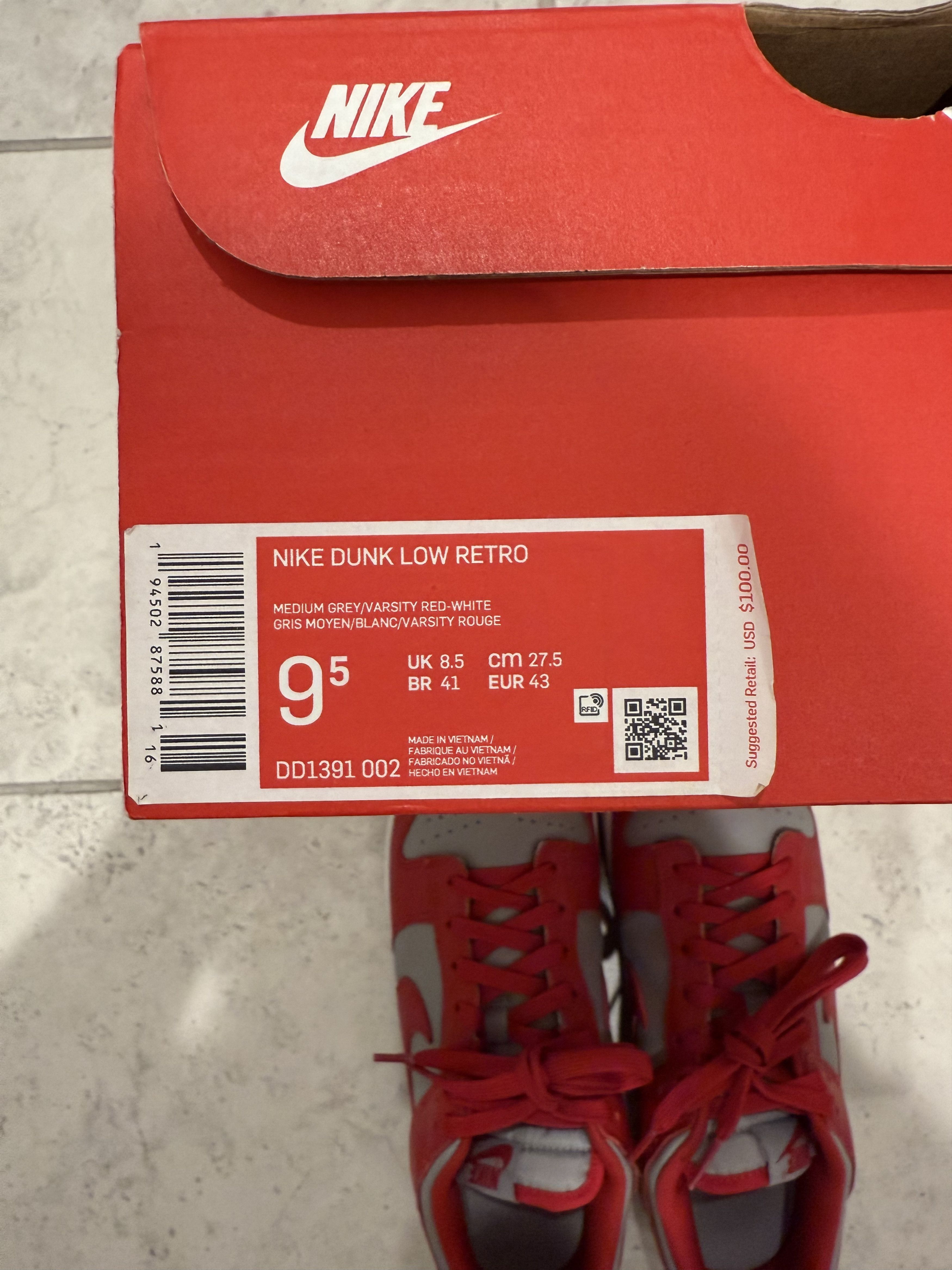 Nike Nike Dunk Low UNLV (2021), DD1391-002, US 9.5 Size US 9.5 / EU 42-43 - 6 Thumbnail