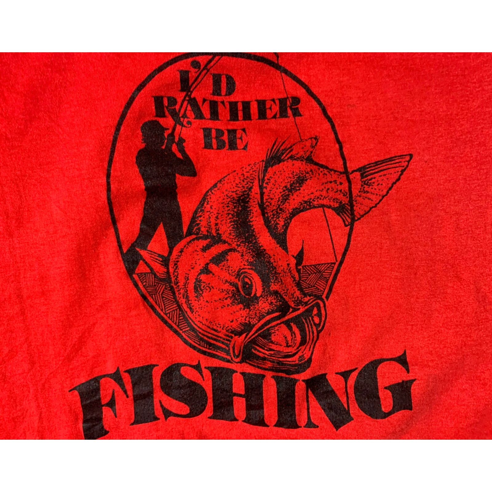 Vintage Id Rather Be Fishing Mens Distressed Shirt Small Medium Size US S / EU 44-46 / 1 - 2 Thumbnail