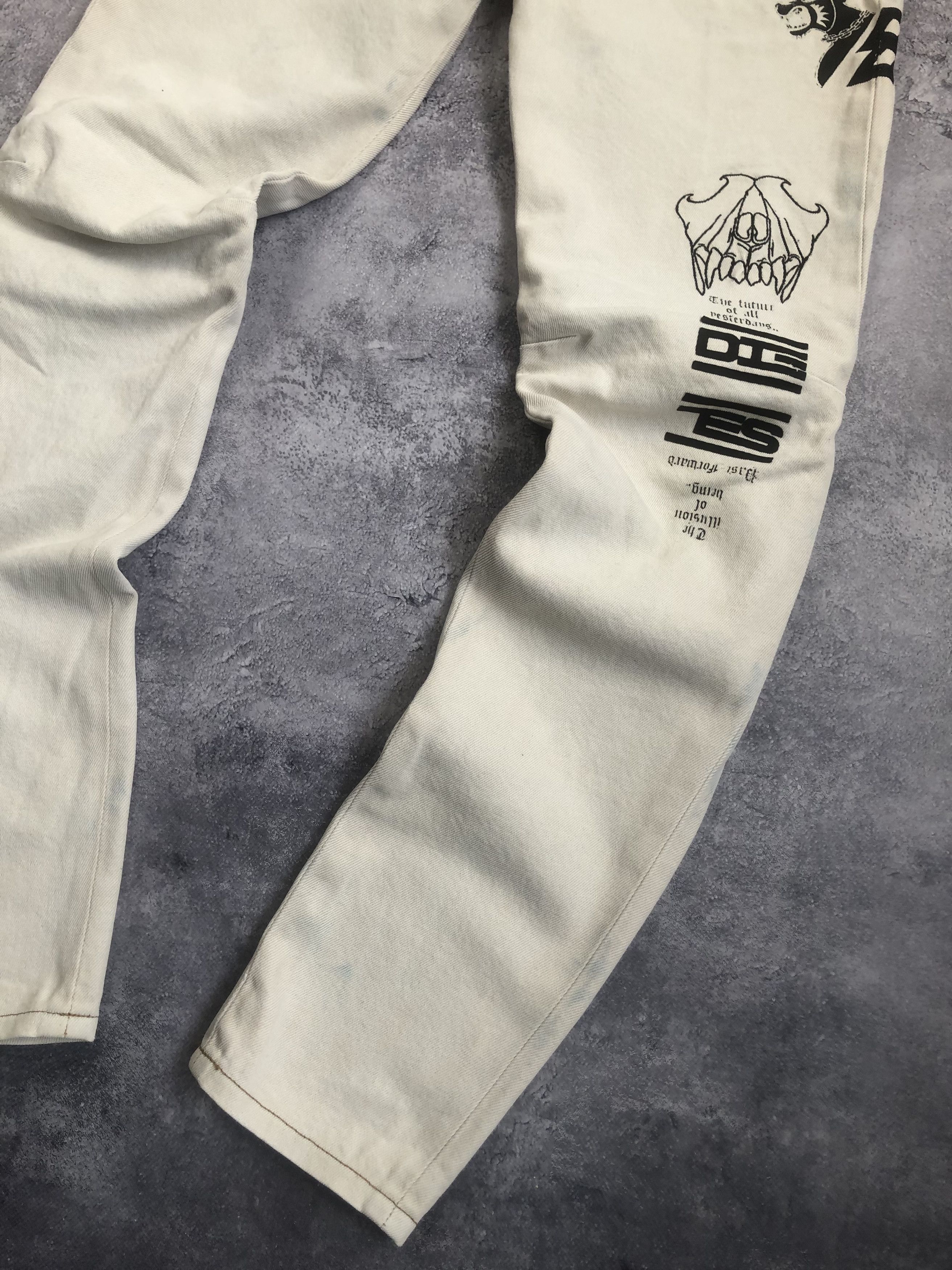 Diesel DIESEL Y2k Big Logo Ribbon Casual Streetwear Jeans White 29 Size US 29 - 12 Thumbnail
