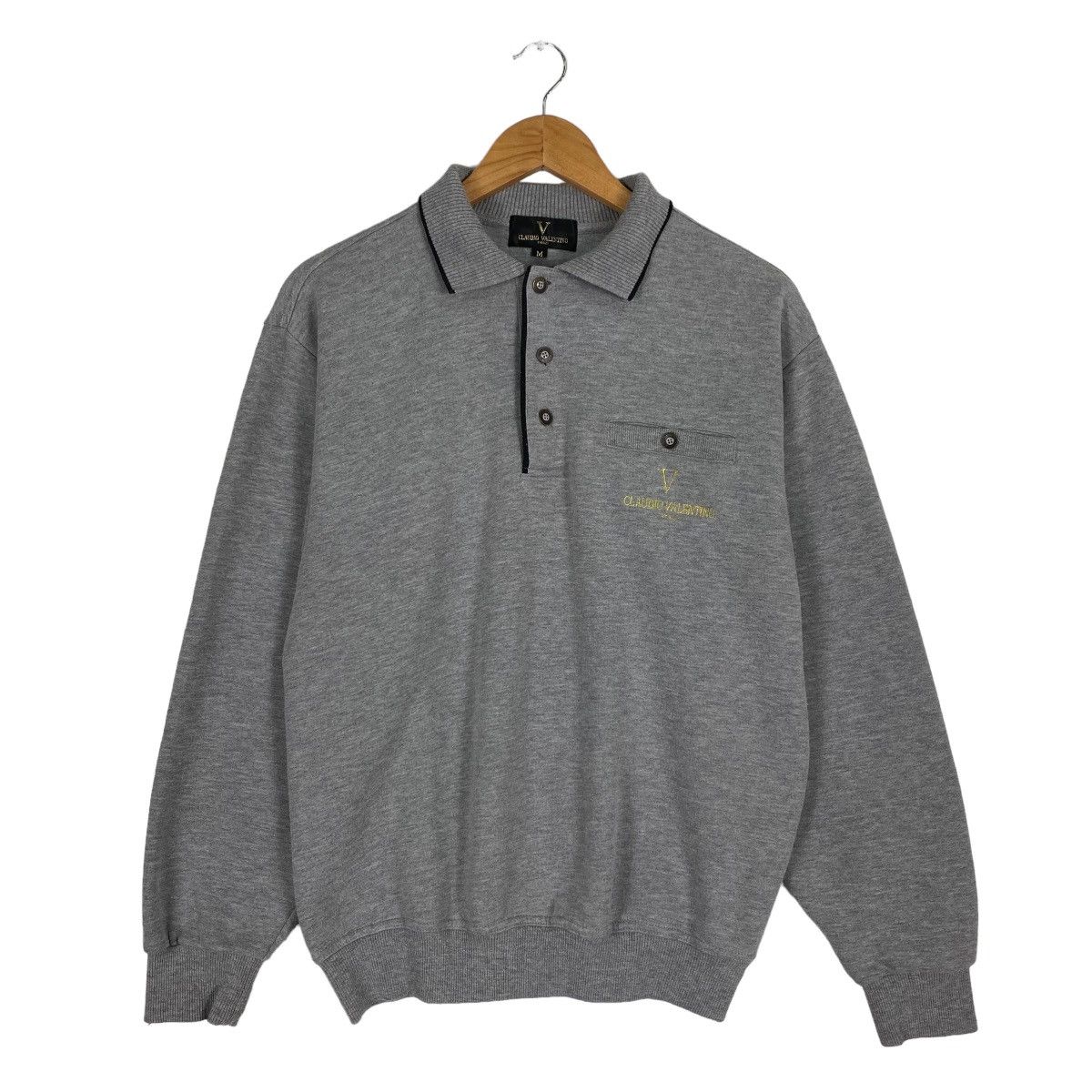Designer Vintage 90s Claudio Valentino Collar Sweatshirt Size M Size US L / EU 52-54 / 3 - 1 Thumbnail