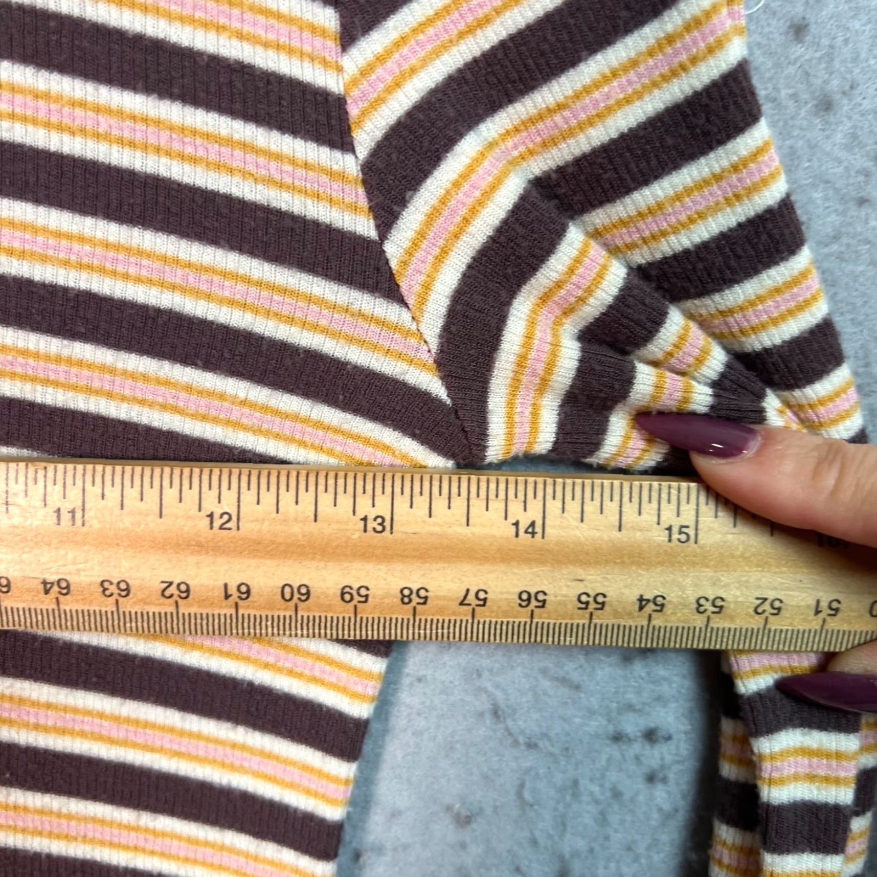 Vintage Wilfred Womens XS Striped Turtleneck Long Sleeve Top Brown Yellow Casual Knit T-Shirt Size XS / US 0-2 / IT 36-38 - 5 Thumbnail