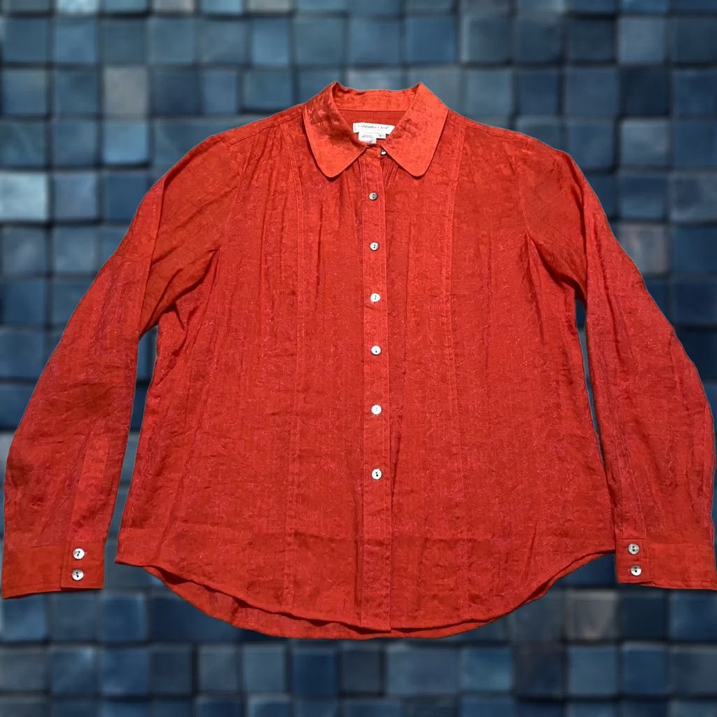Coldwater Creek Coldwater Creek Womens Shirt Large Solid Orange Long Sleeve Button-Up Size L / US 10 / IT 46 - 1 Thumbnail