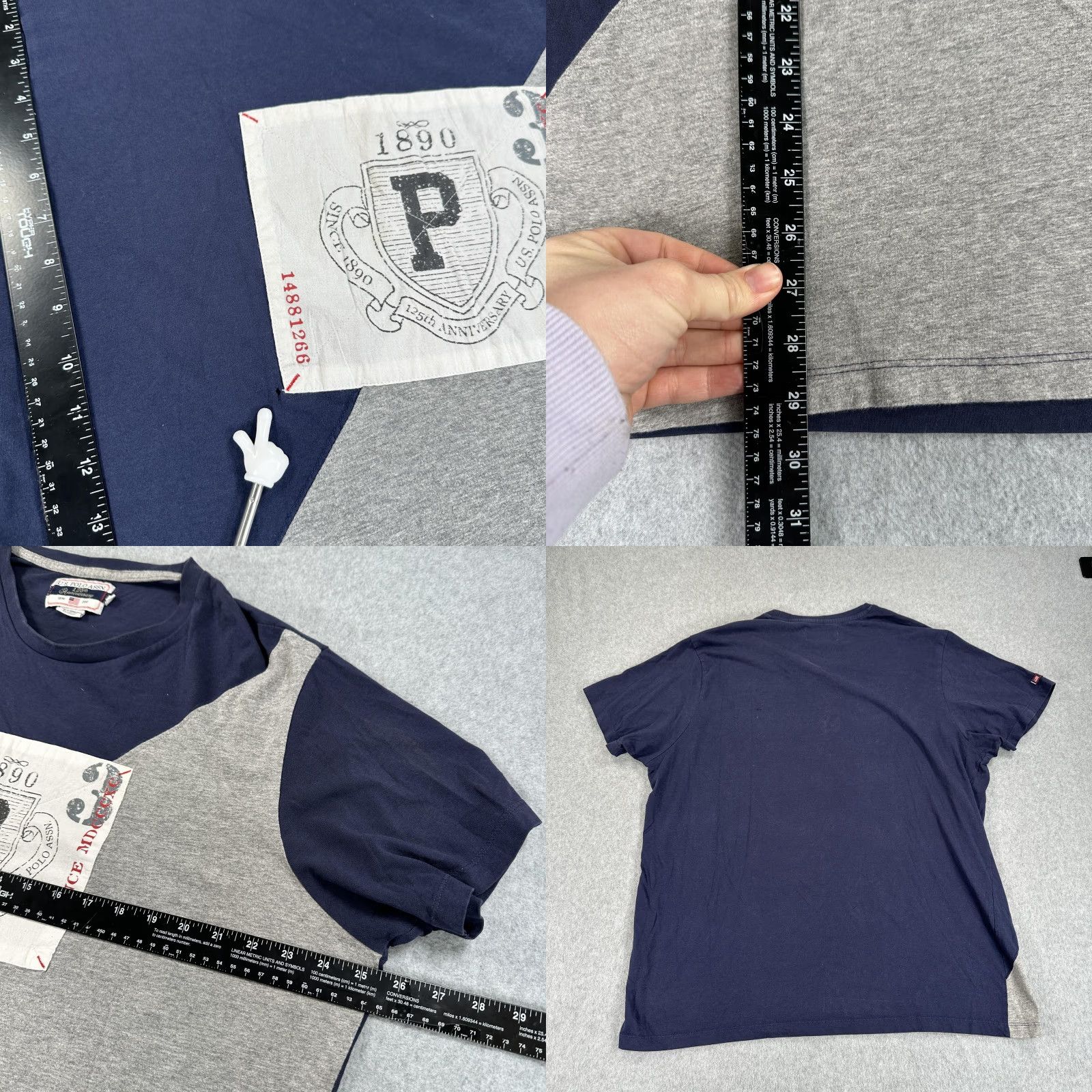 U.S. Polo Assn. US Polo Assn Shirt Mens XL Blue Gray Colorblock 125th Anniversary Patch Tee Size US XL / EU 56 / 4 - 8 Thumbnail
