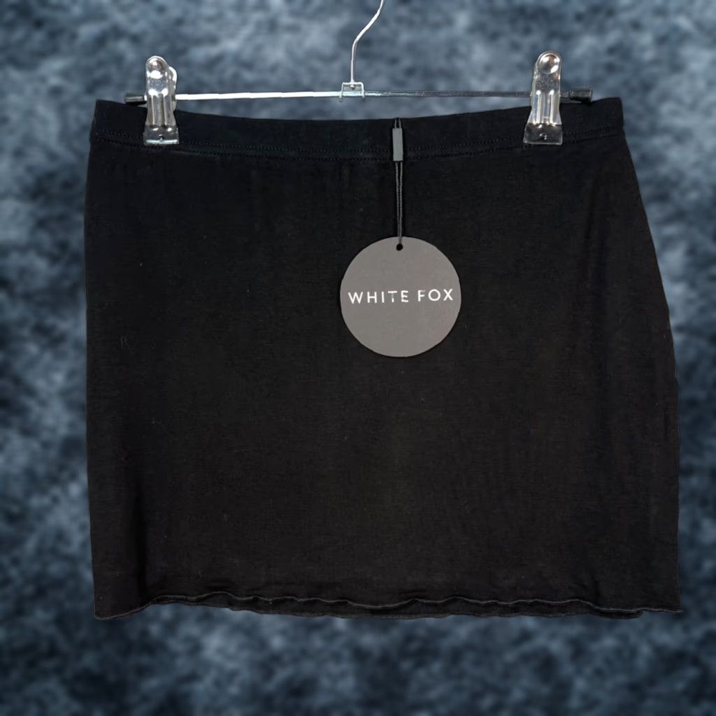 Vintage White Fox Skirt Womens Small Black Modal Mini Lettuce Hem Size 28" / US 6 / IT 42 - 1 Thumbnail