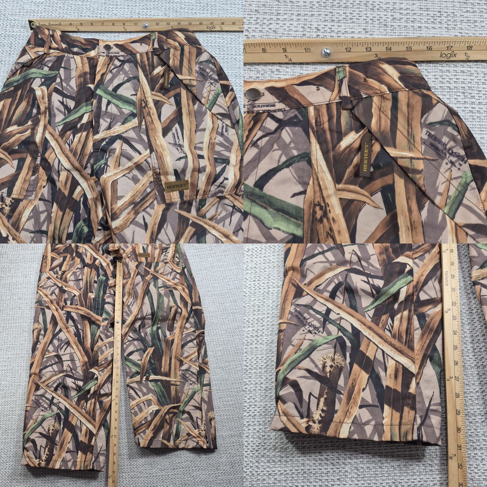Rains Herter's Rain Pants Mens Large Brown Trebark Camo Waterproof Lined Hunting Pants Size US 33 - 9 Thumbnail