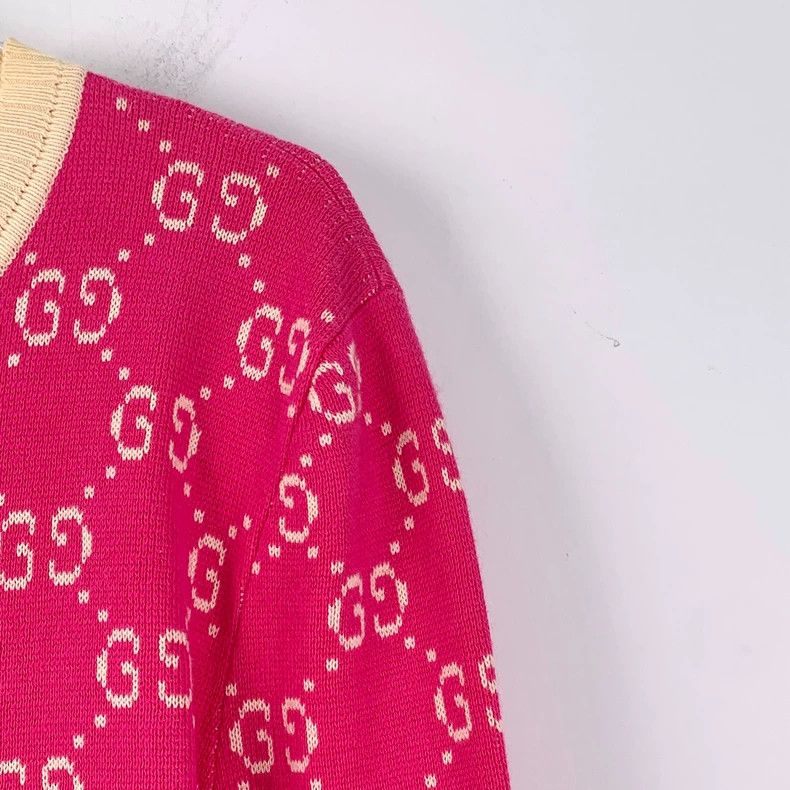 Gucci Gucci Pink logo jacquad full-print cotton round-neck singl Size L / US 10 / IT 46 - 3 Thumbnail