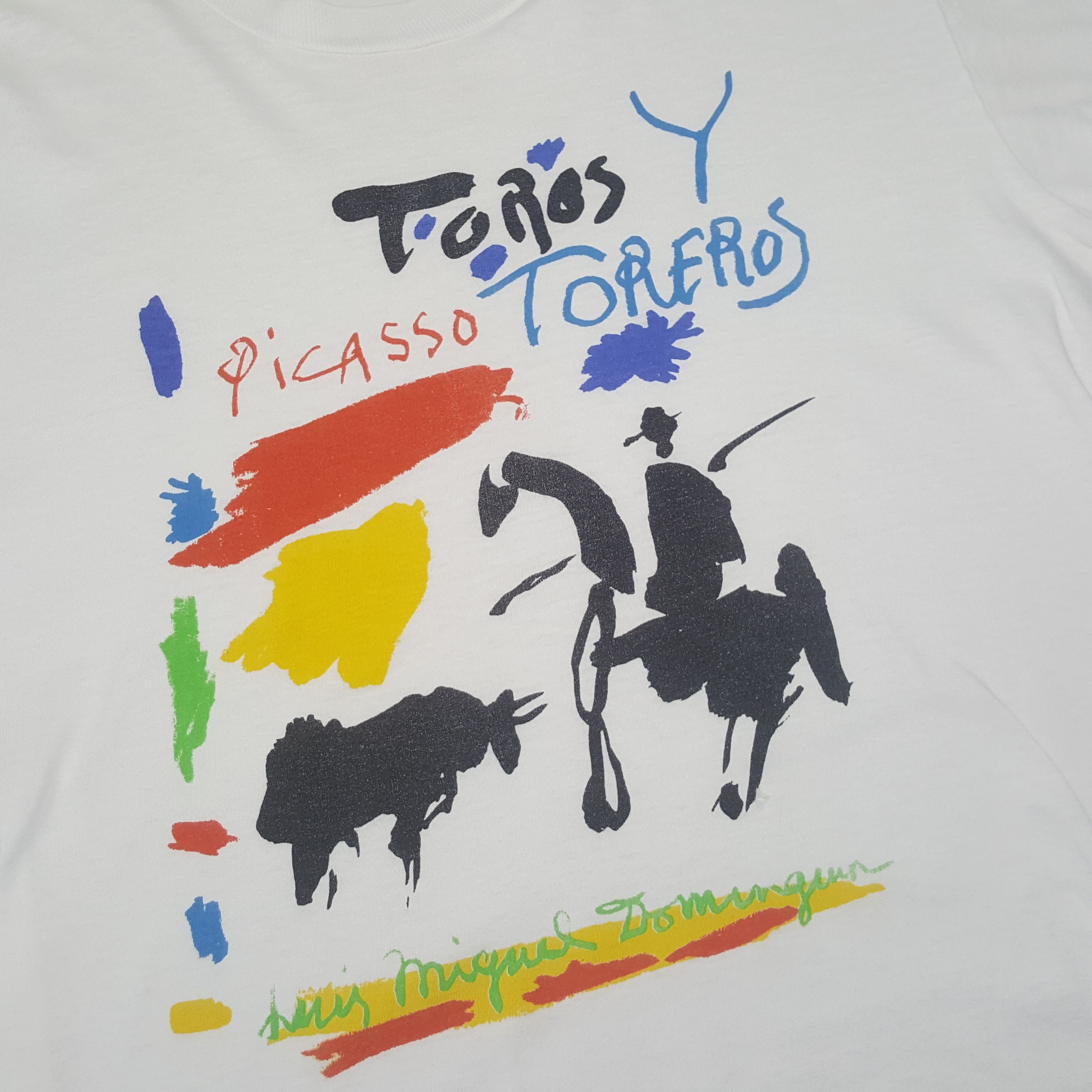 Paloma Picasso Vintage Toros Picasso Spanish Art Painting T-shirt C294N32 Size US M / EU 48-50 / 2 - 4 Thumbnail