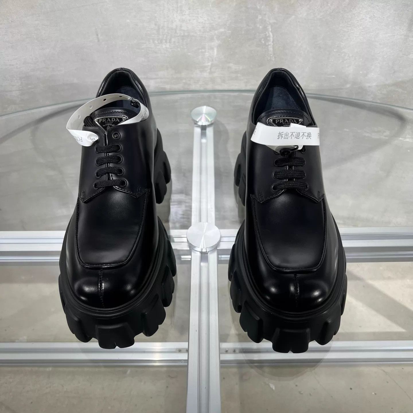Prada Prada Triangle Logo Platform Loafer Black Size 36.5 Size US 6 / IT 36 - 1 Thumbnail