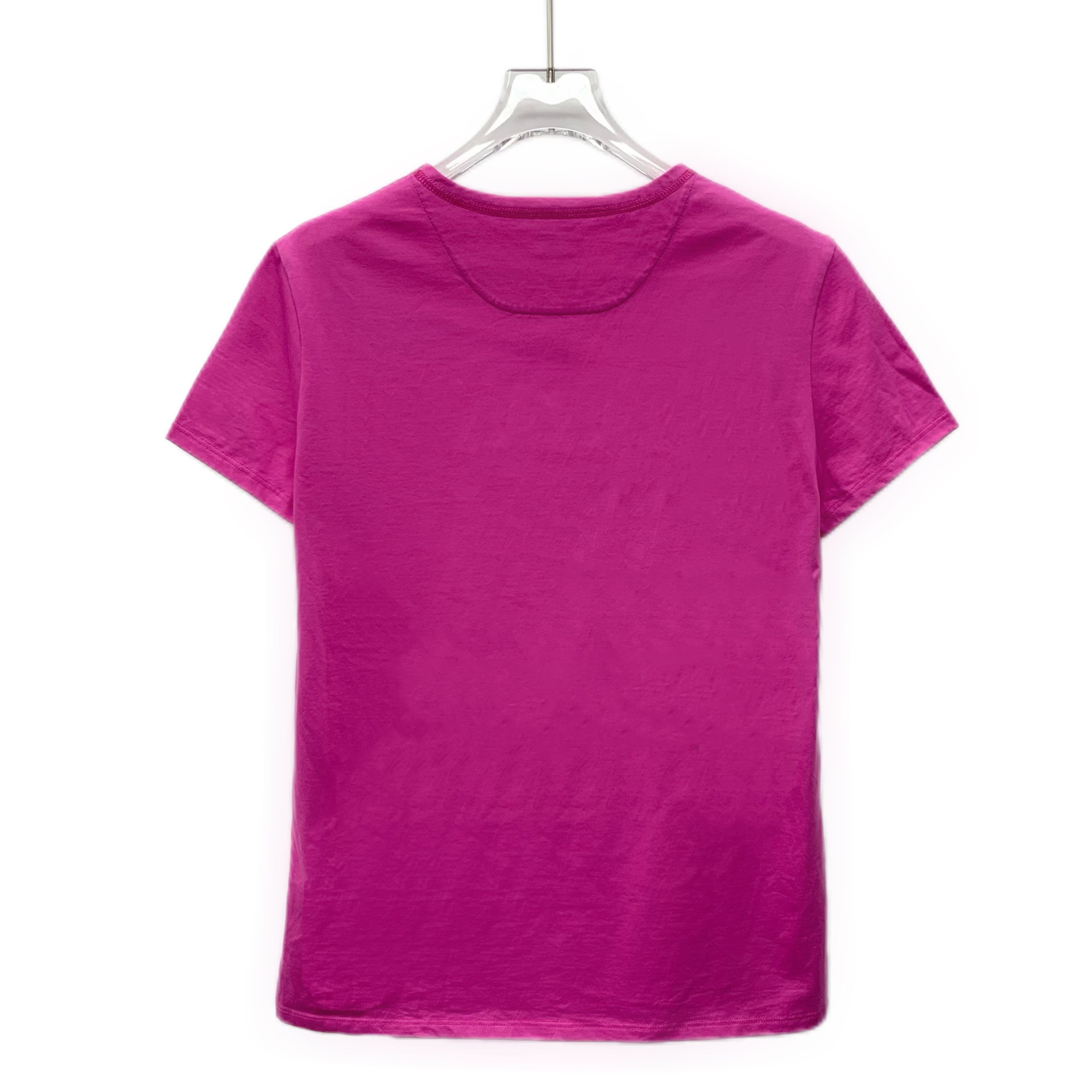 Hermes CW0455 Hermès Womens Fuchsia T-Shirt With Embroidered Pocket Size XS / US 0-2 / IT 36-38 - 2 Thumbnail