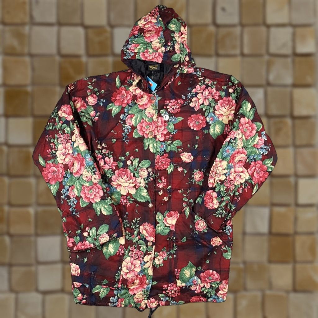 Pinko Vintage Infinity Chic 80s Women's Windbreaker Jacket M Pink Plaid Floral Casual Outdoor Y2K Size M / US 6-8 / IT 42-44 - 1 Thumbnail