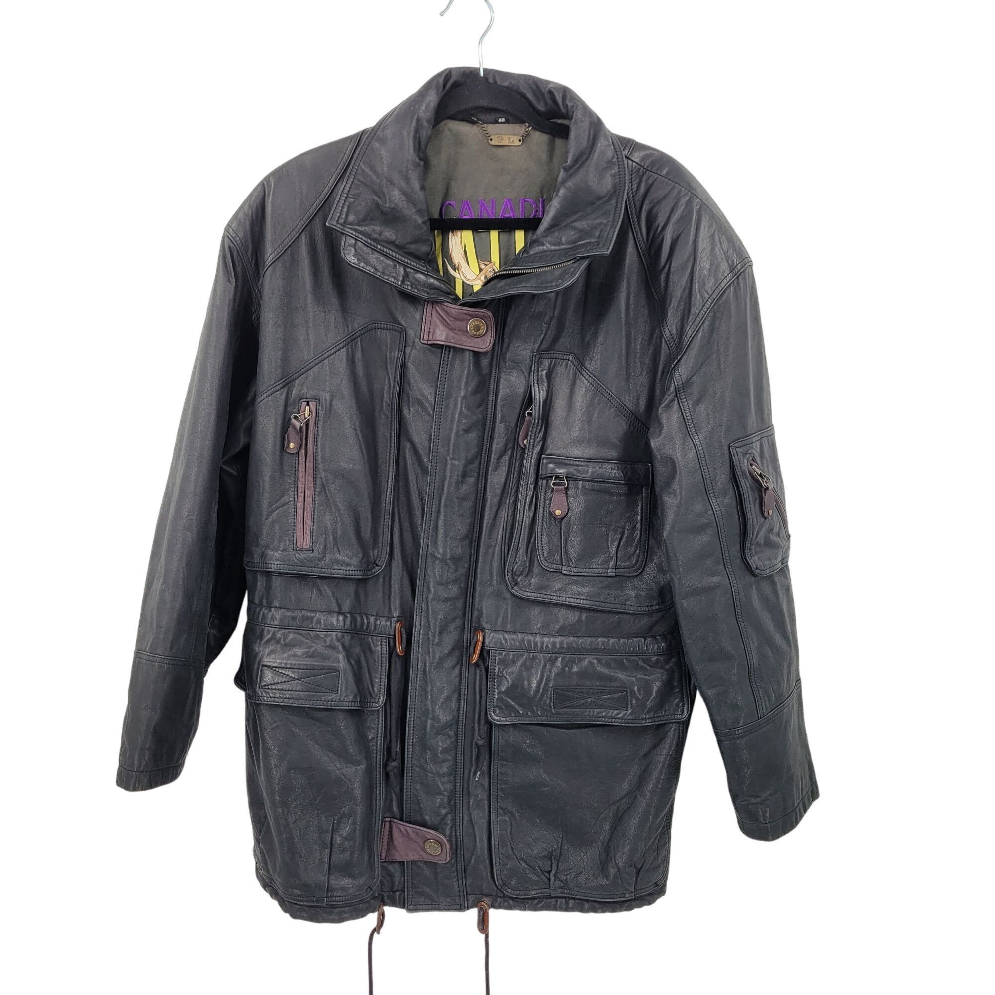 Vintage Vintage Genuine Leather Flight Jacket Mens 48 Black Detaile Size US XXL / EU 58 / 5 - 1 Thumbnail
