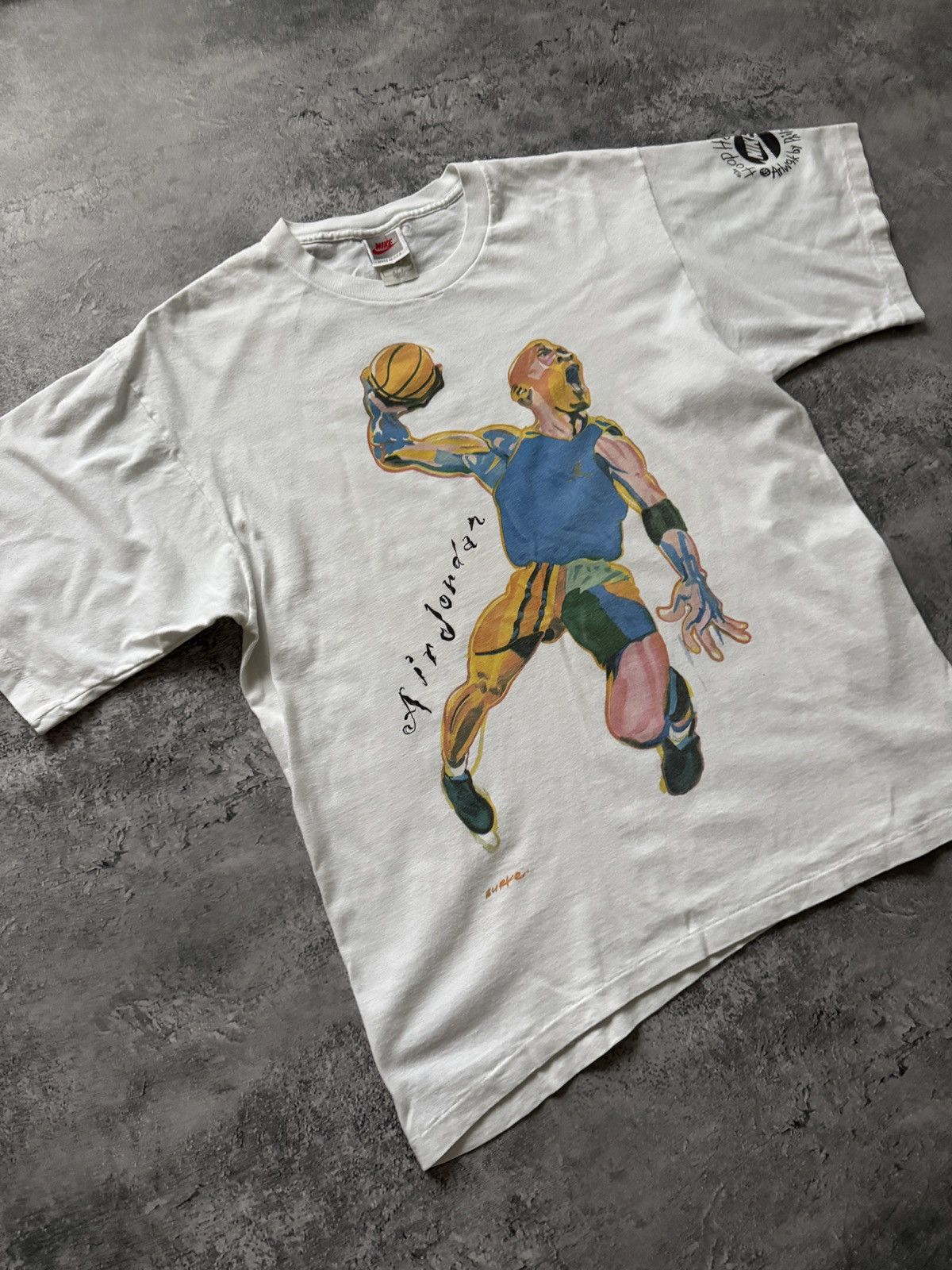 Nike Vintage 90s Nike Air Jordan HOOP HEROES PHILIP BURKE T-SHIRT Size US M / EU 48-50 / 2 - 2 Thumbnail
