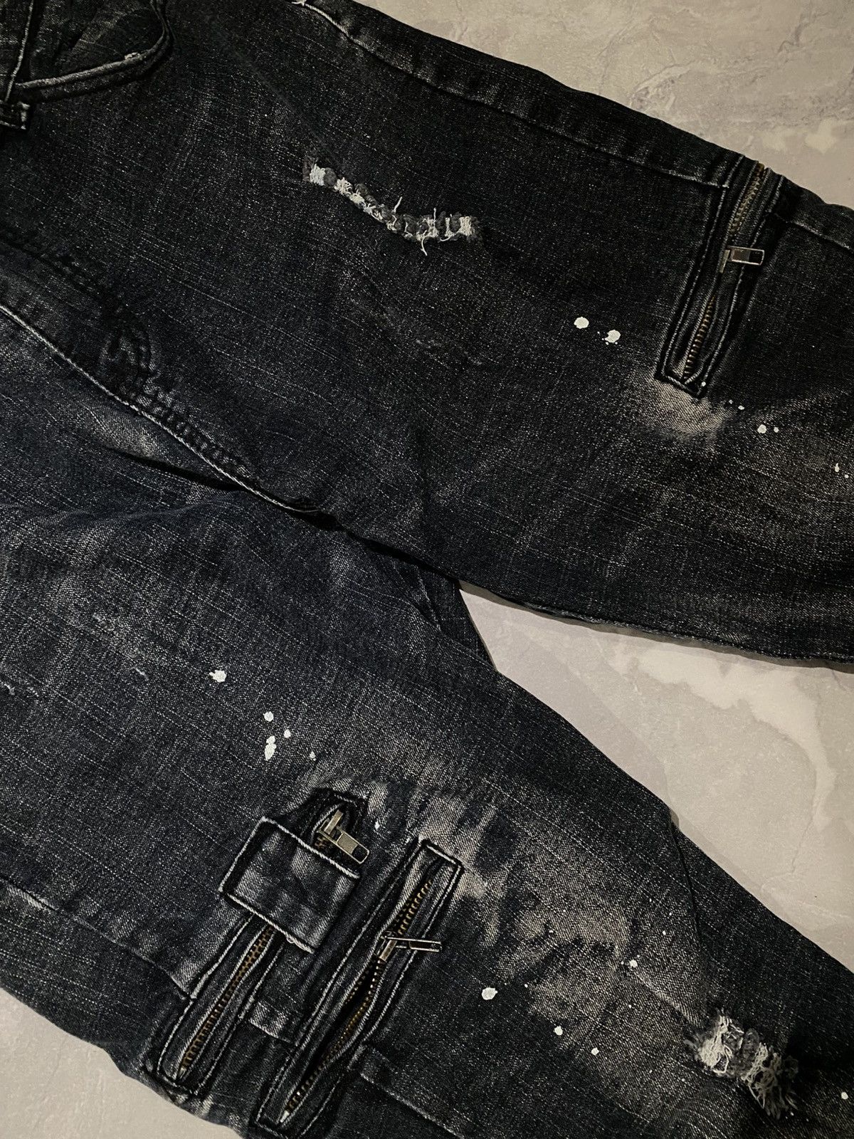 Japanese Brand Archive Paintet Zip-line Washed Distressed / Vintage Y2K Size US 36 / EU 52 - 2 Thumbnail