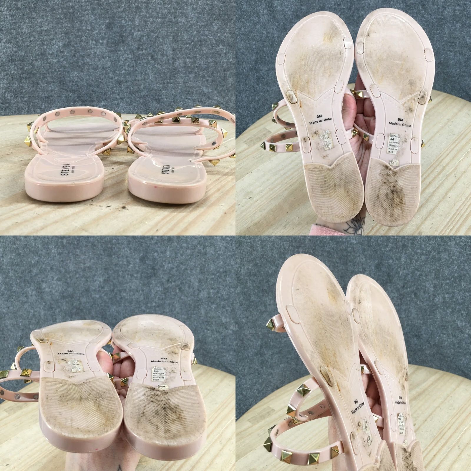 Vintage Steven Sandals Womens 9 M Studded Slide Flats Slip On Beige Open Toe Casual Size US 9 / IT 39 - 8 Thumbnail