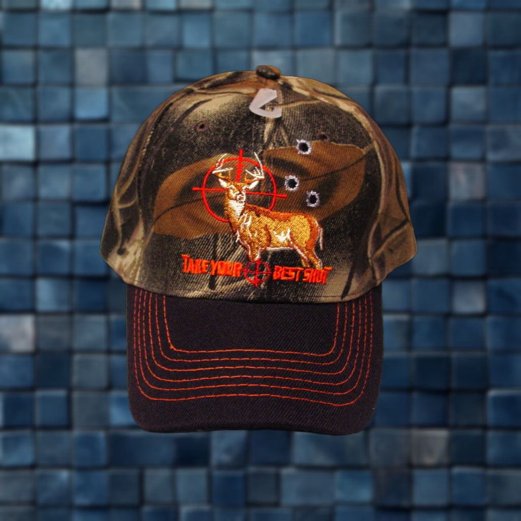 Vintage VINTAGE Deer Hunting Baseball Cap Men Adjustable Camouflage & Black 90s Take Your Best Shot Size ONE SIZE - 1 Thumbnail