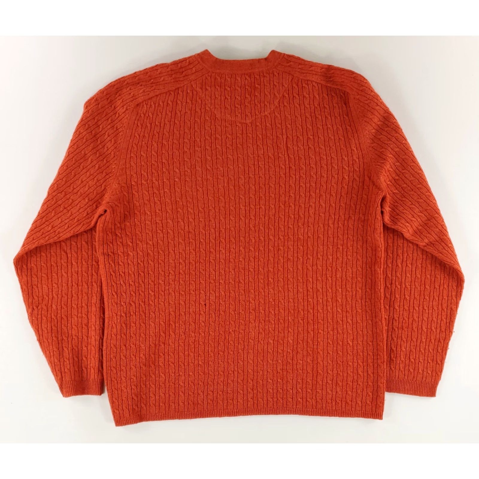 Robert Graham Robert Graham Sweater Mens L Orange Cashmere Cable Knit V Neck Size US L / EU 52-54 / 3 - 5 Thumbnail