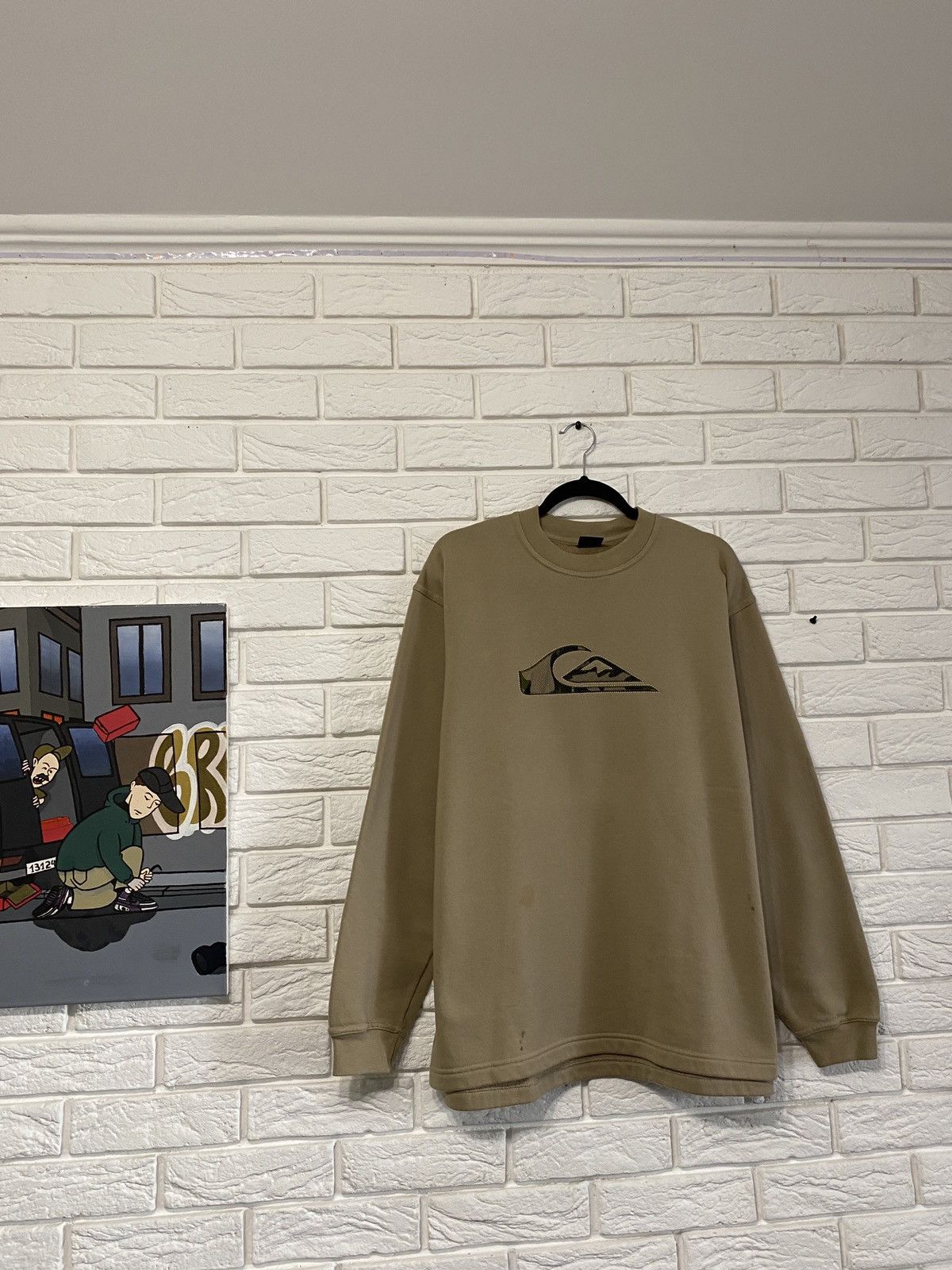 Quiksilver × Vintage Vintage 90s Quiksilver Sweatshirt Center Embroidered Logo Size US L / EU 52-54 / 3 - 1 Thumbnail