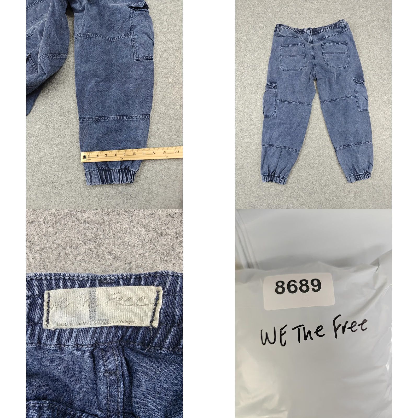 Vintage VINTAGE We The Free Jeans Womens Large Blue Medium Wash High Rise Cargo Jogger Denim Size 36" / US 14 / IT 50 - 8 Thumbnail
