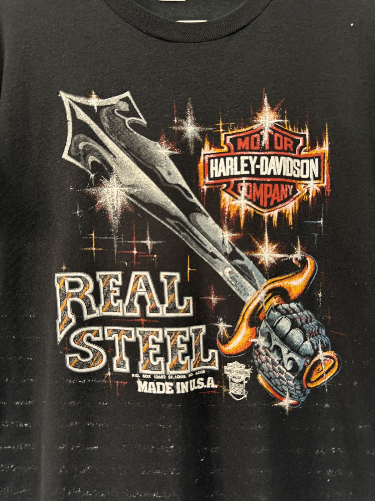 Vintage Vintage 80s Harley Davidson Real Steel Shirt Size US L / EU 52-54 / 3 - 3 Thumbnail