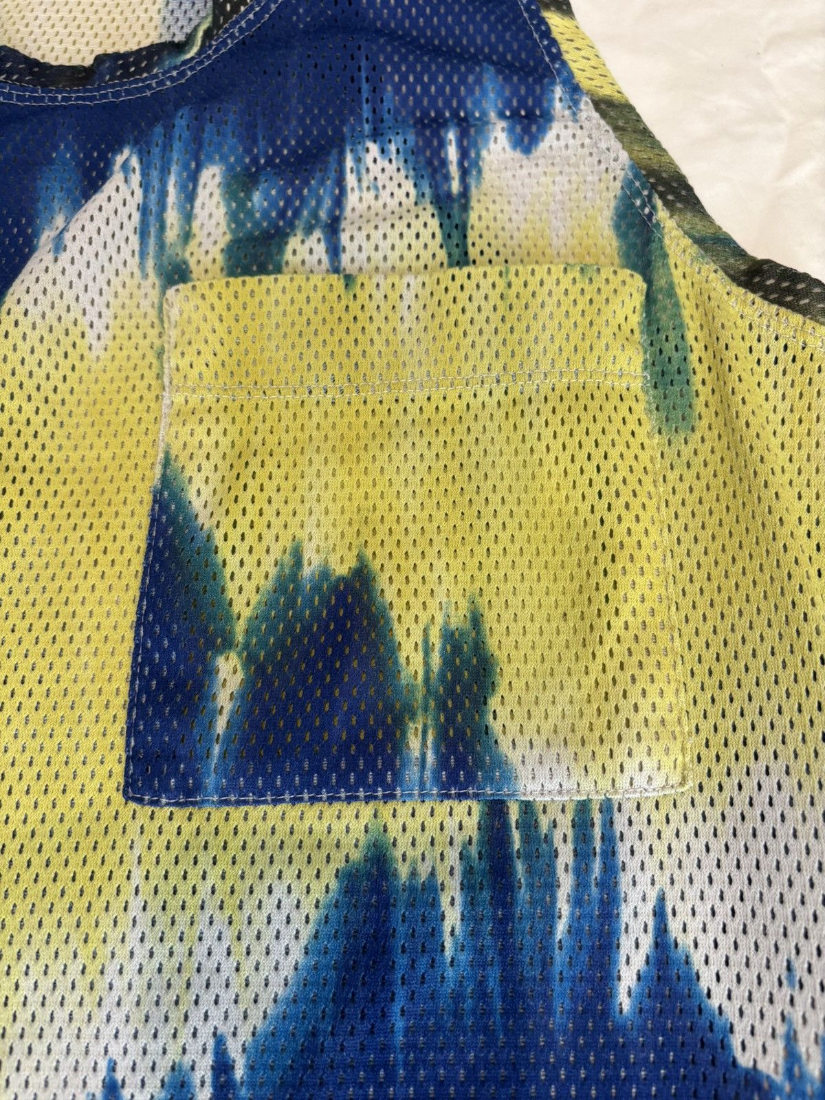 MSGM MSGM Men's Tie Dye Mesh Tank Top Blue Yellow Pocketed Size M Size US M / EU 48-50 / 2 - 8 Thumbnail