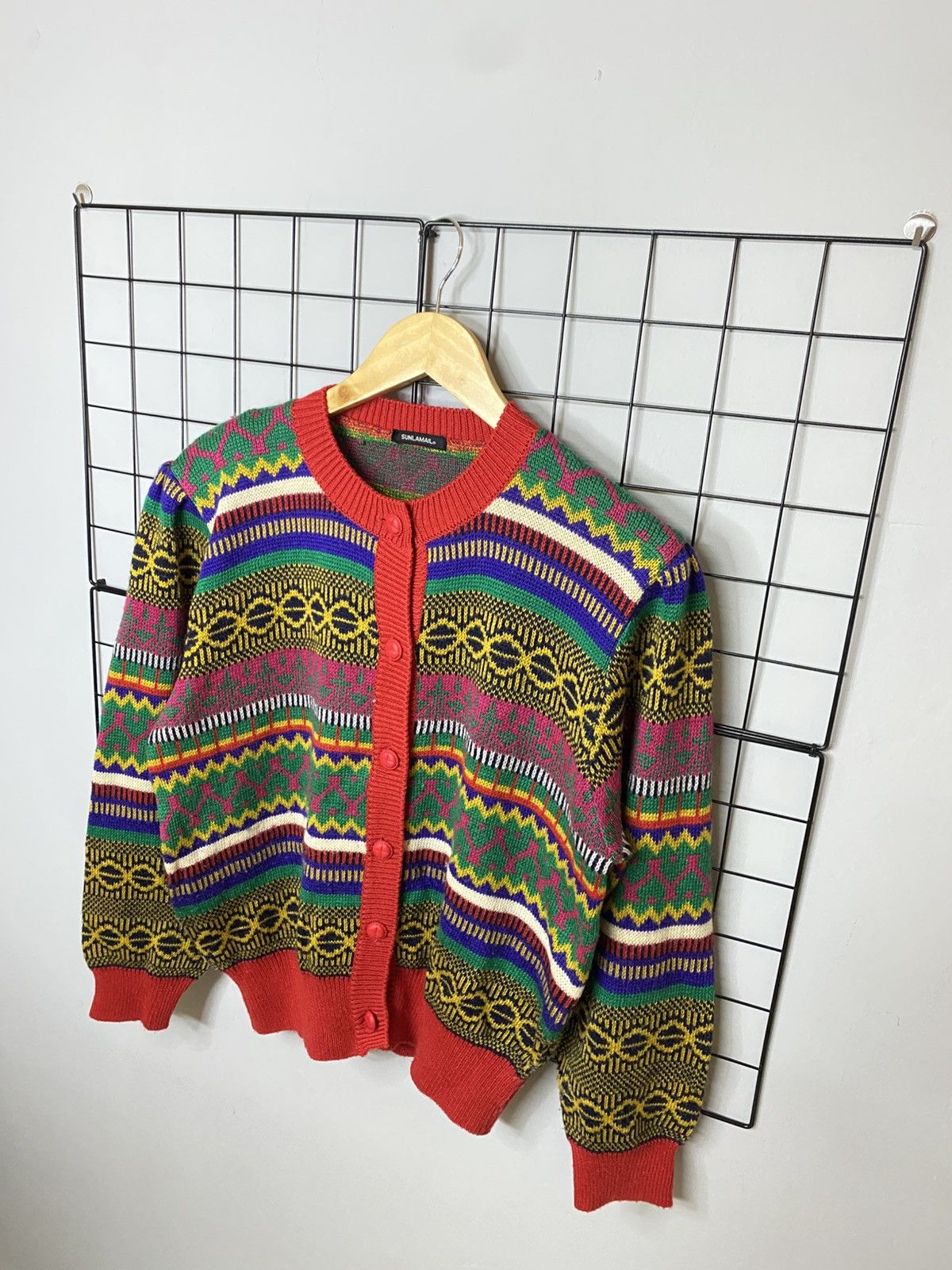 Aran Isles Knitwear × Japanese Brand × Vintage Vintage Cardigan Knitwear Sunlamail Size US L / EU 52-54 / 3 - 4 Thumbnail
