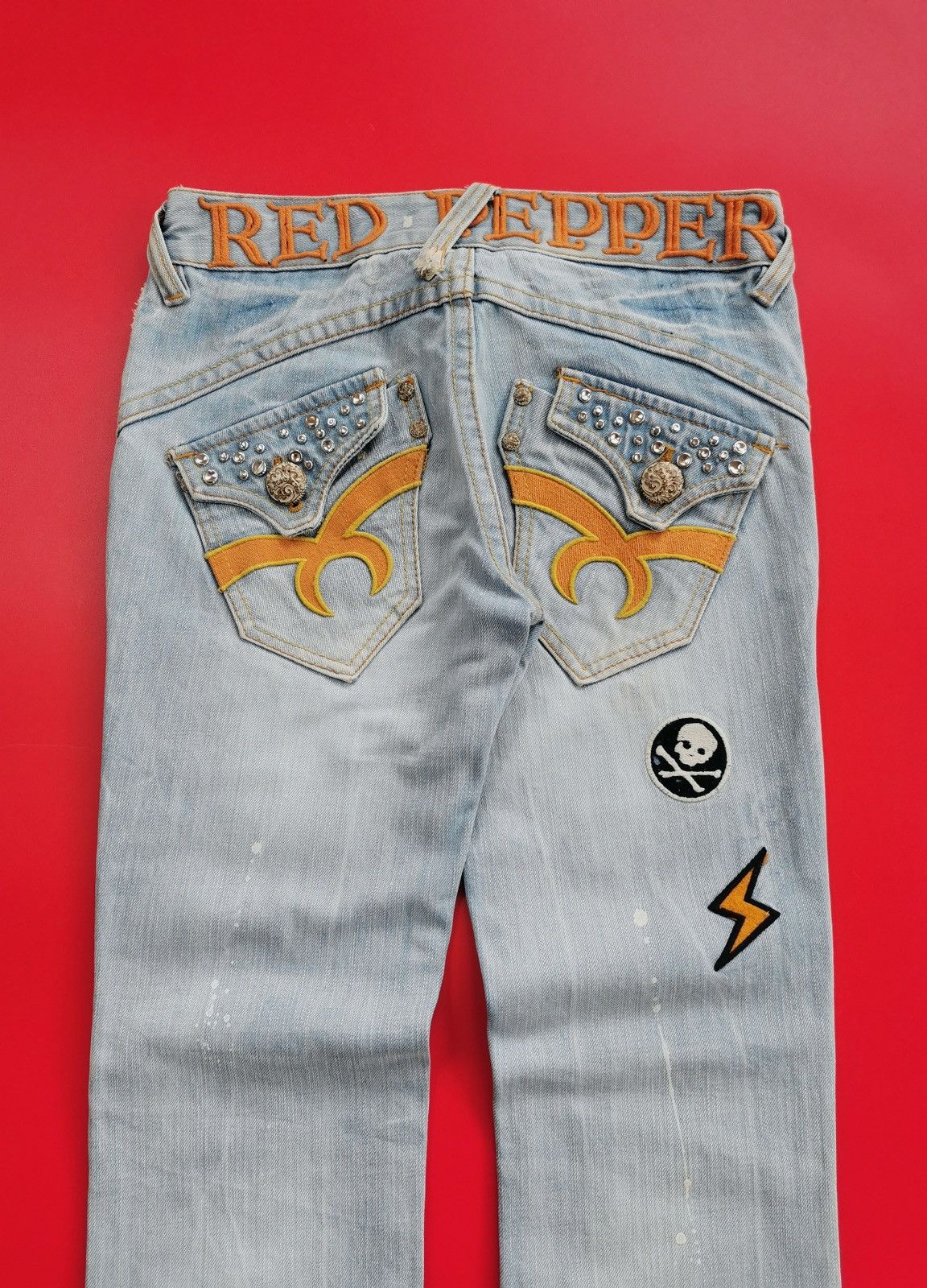 Japanese Brand Red Pepper Embroidery Patches Distressed Jeans Punk Size US 28 / EU 44 - 3 Thumbnail