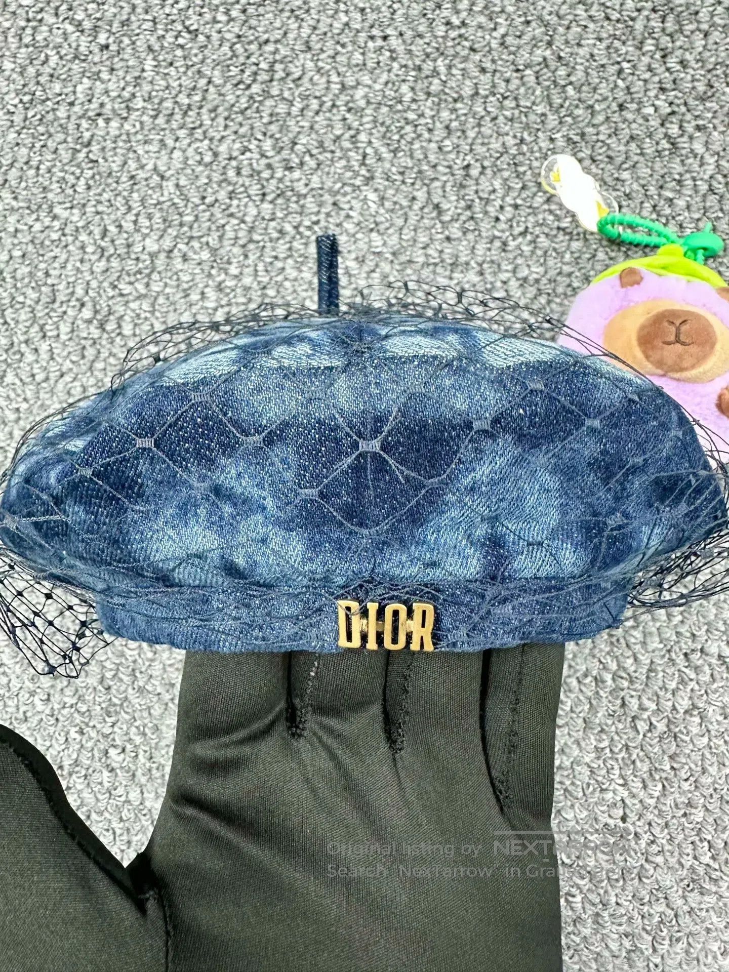Dior Dior size 57 Blue Denim and Mesh Lace Beret| Size ONE SIZE - 2 Thumbnail