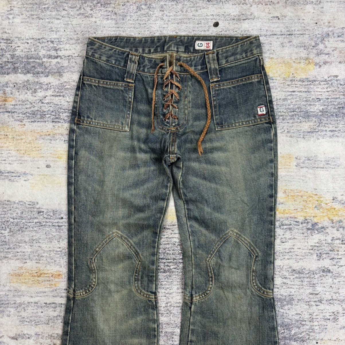 Tornado Mart Vintage 90s Guess fleur knee lace up flared jeans Size US 27 - 2 Thumbnail