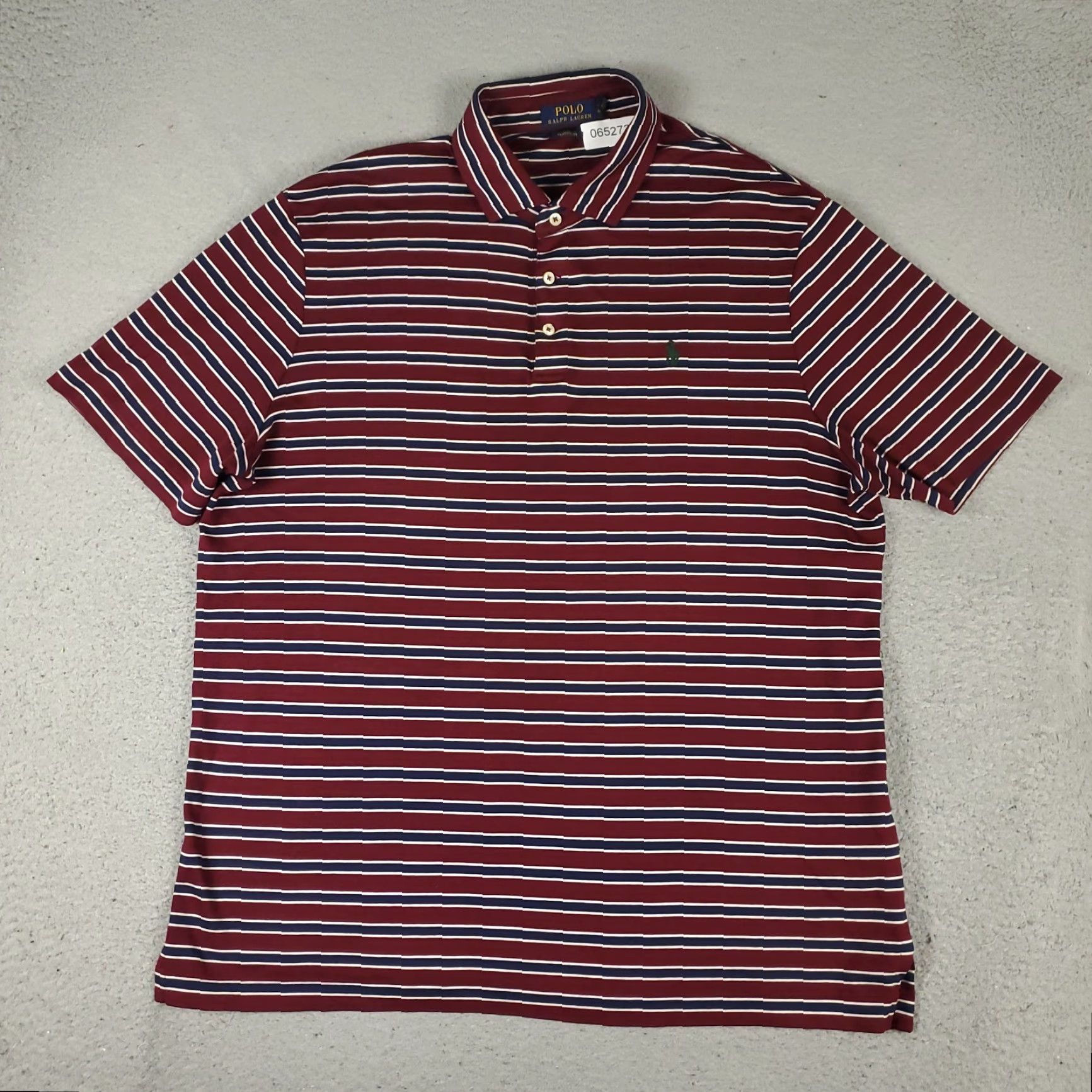Ralph Lauren Ralph Lauren Polo Shirt Mens Large Red Blue Stripe Classic Fit Pony Short Sleeve Shirt Size US L / EU 52-54 / 3 - 3 Thumbnail