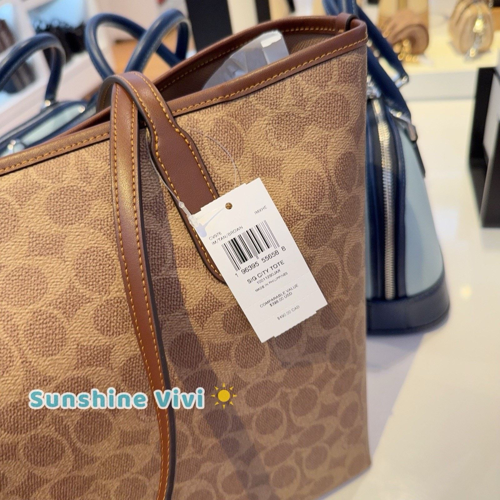 Coach NWT COACH City Tote In Signature Canvas Gold/Tan/Brown CV976 Size ONE SIZE - 2 Thumbnail