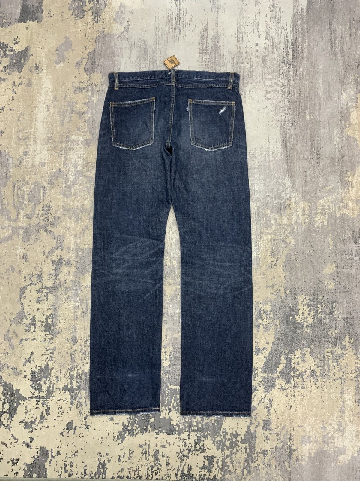 Japanese Brand AS KNOW AS Rare Dark Wash Distressed Japanese Denim Pant Size US 31 - 6 Thumbnail