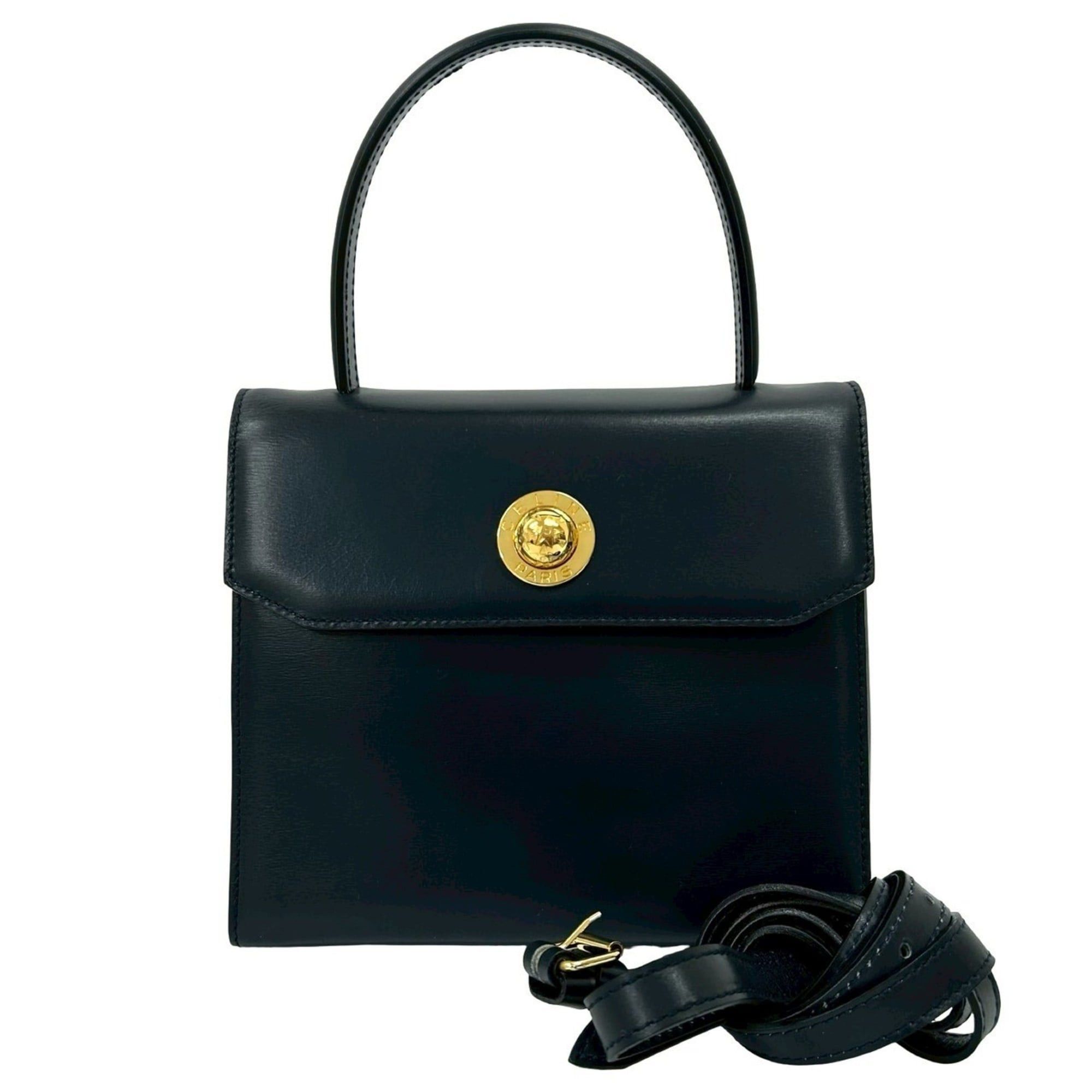 Celine CELINE Star Ball Leather 2-way Handbag Shoulder Bag Black 45863 Size ONE SIZE - 1 Thumbnail