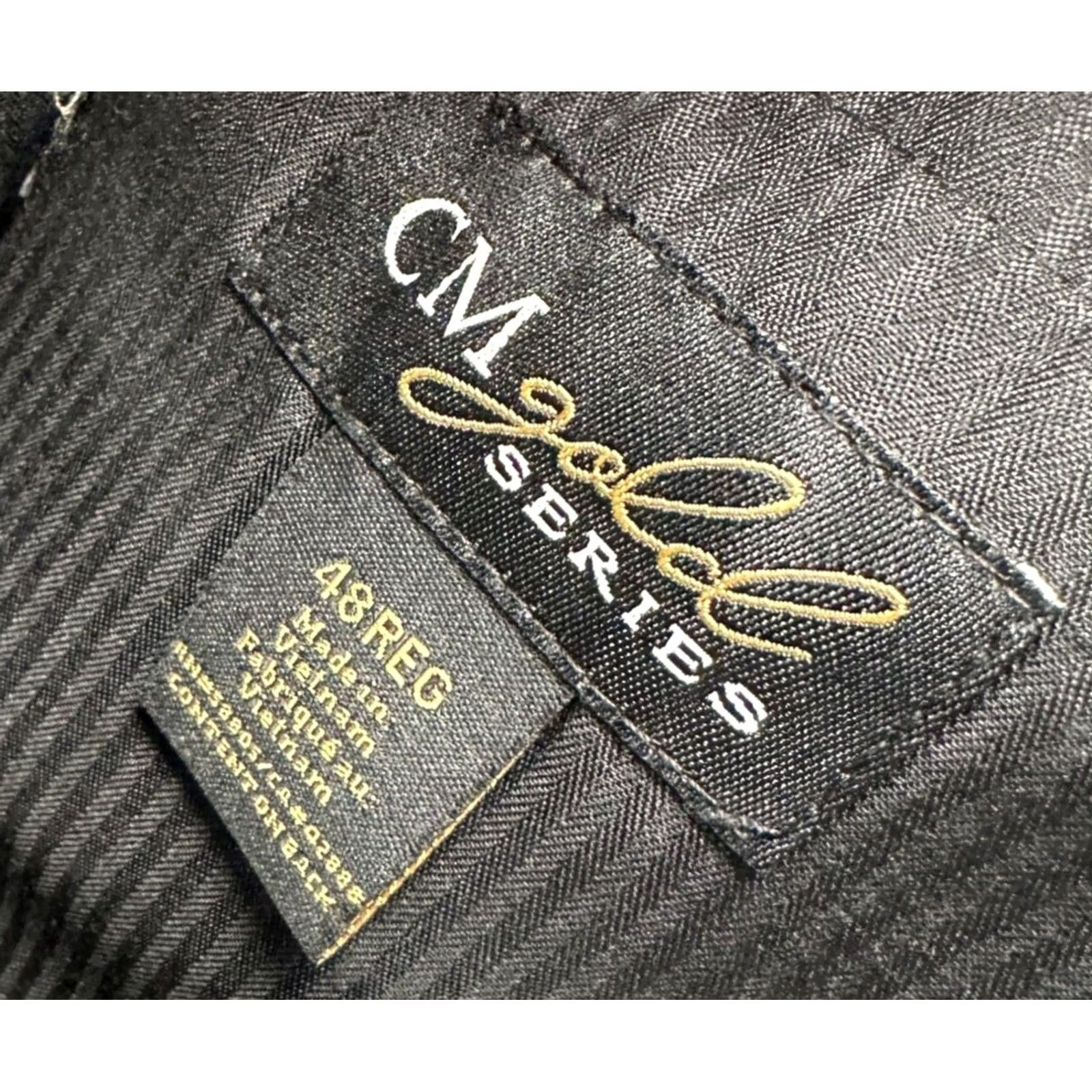 Vintage CM Gold Series Pants Mens 48R Black White Pin Check Dress Pleated Straight Pants Mens Regular 48R Black/White Check Dress Pants Mens Size US 32 / EU 48 - 5 Thumbnail