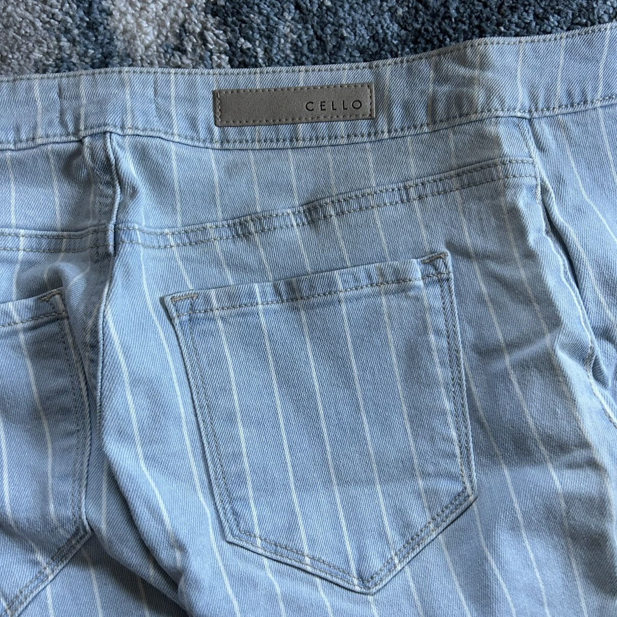 Other PALE BLUE STRiPED CELLO JEANS STRETCH FLARED BOOTCUT RAW HEM Size 28" / US 6 / IT 42 - 4 Thumbnail