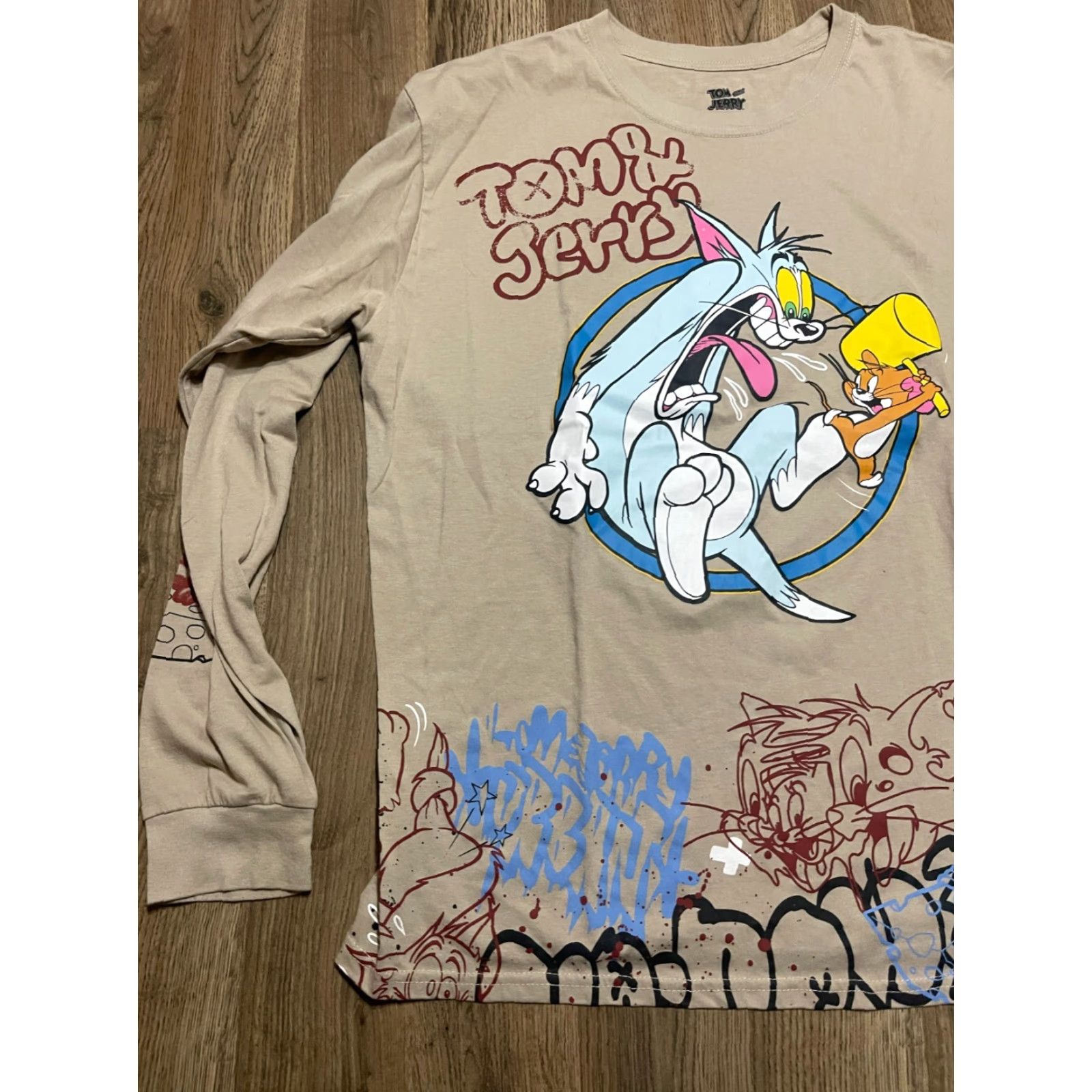 Vintage Tom and Jerry Shirt Men's XL Brown Long Sleeve Graphic Print T-Shirt Crew Neck Size US XL / EU 56 / 4 - 3 Thumbnail