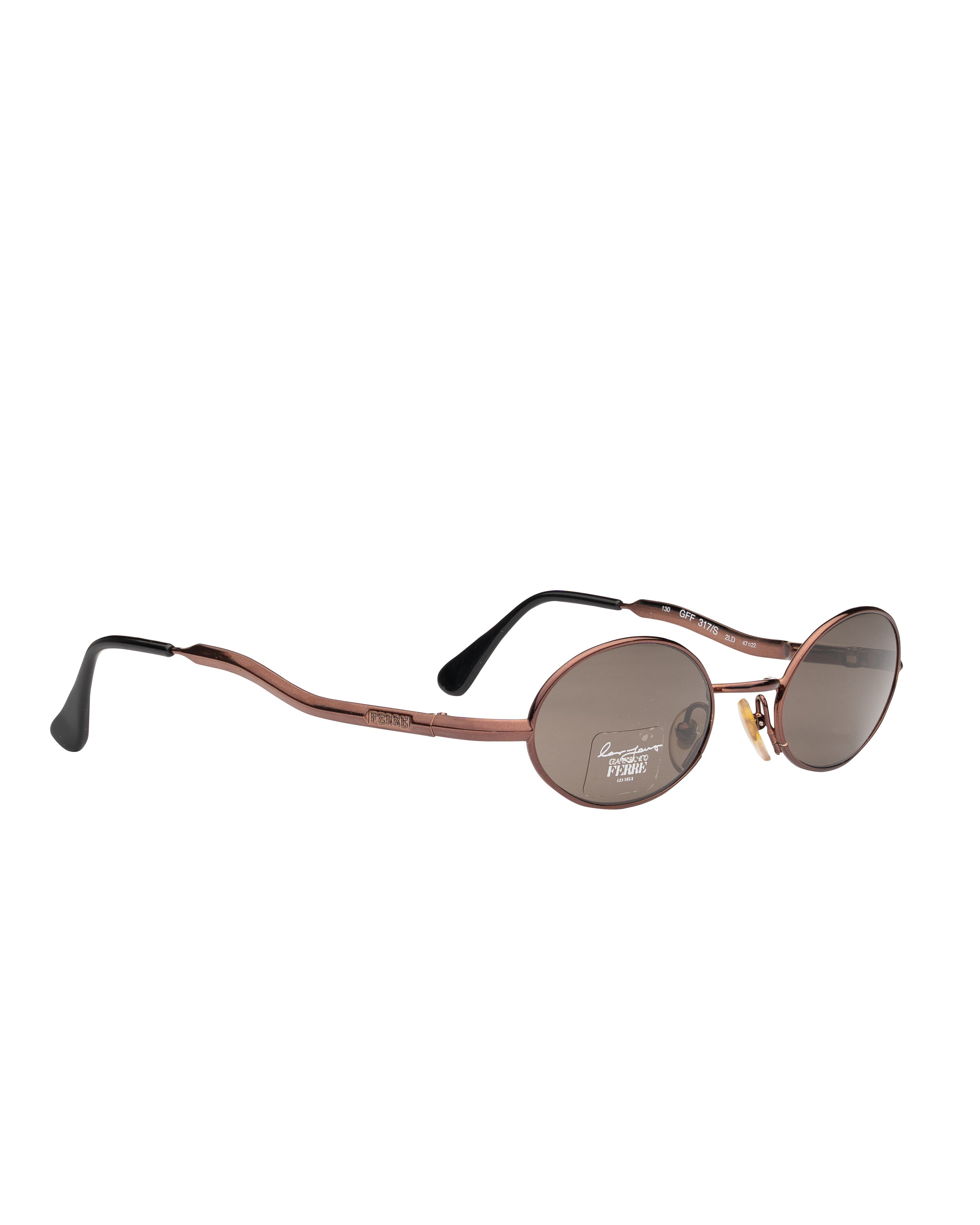 Gianfranco Ferre Gianfranco Ferre '90s Brown Bent Temples Oval Sunglasses Size ONE SIZE - 1 Thumbnail